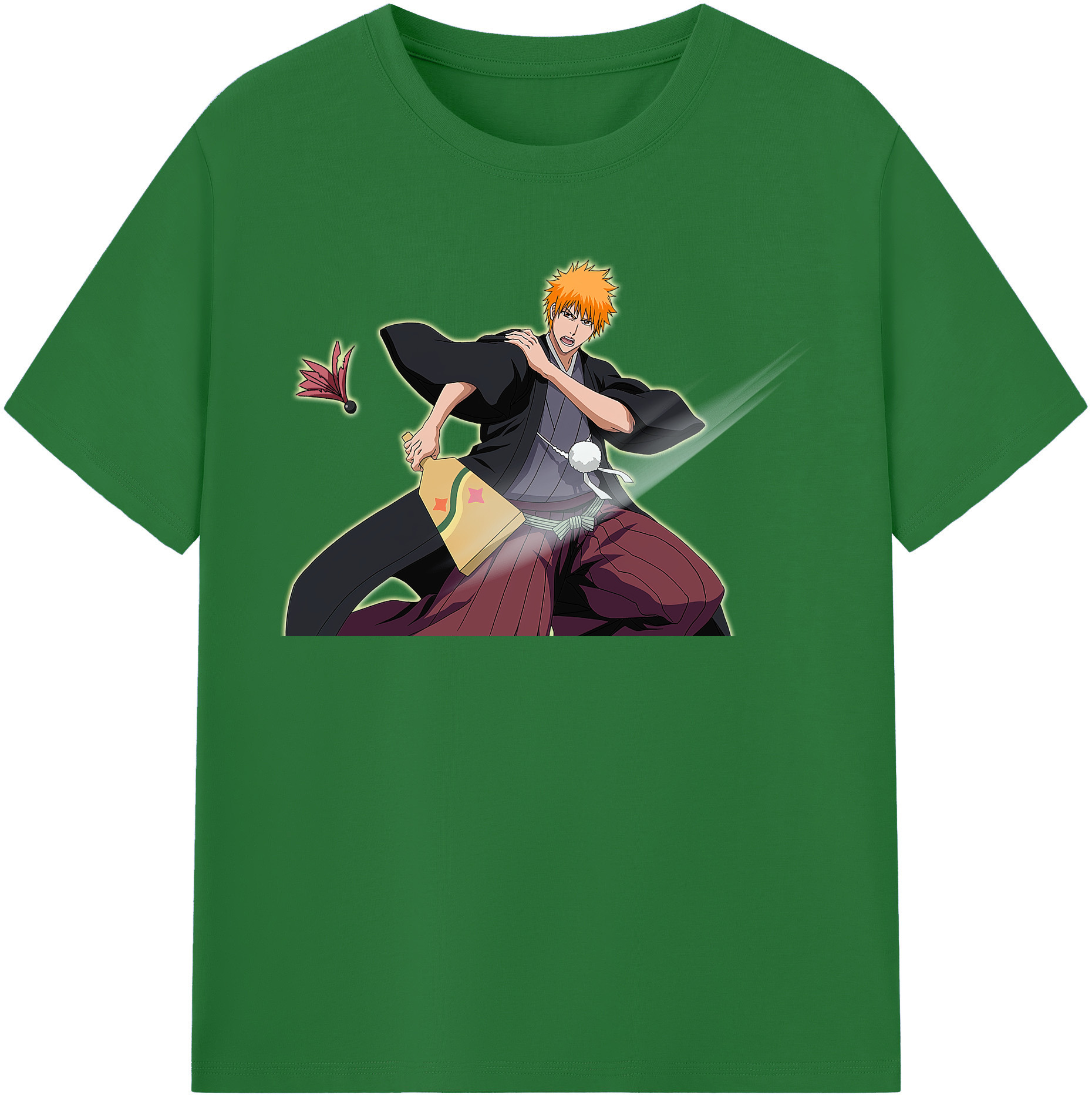 （画像用） ブリーチ 黒崎一護（くろさき いちご）BLEACH Kurosaki Ichigo 綿100％半袖Tシャツ（フロントプリント）