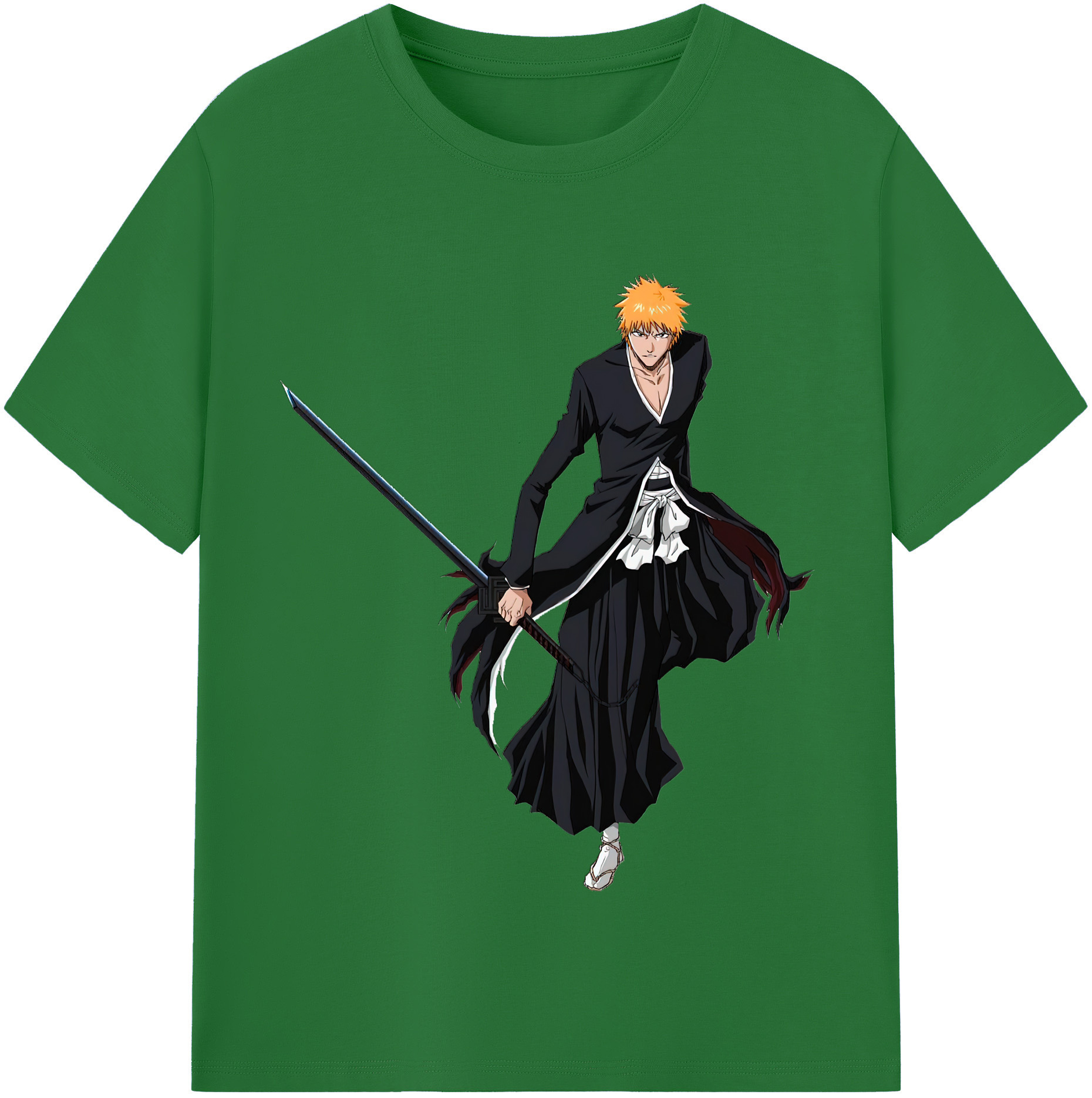 （画像用） ブリーチ 黒崎一護（くろさき いちご）BLEACH Kurosaki Ichigo 綿100％半袖Tシャツ（フロントプリント）