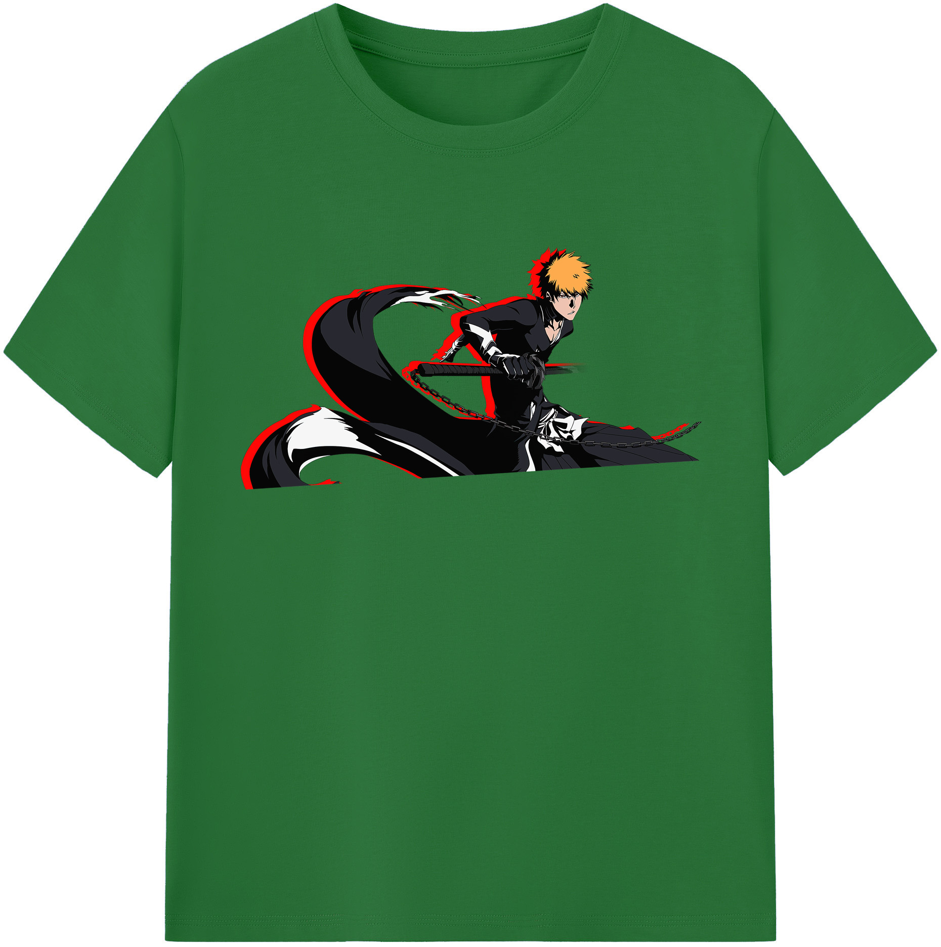 （画像用） ブリーチ 黒崎一護（くろさき いちご）BLEACH Kurosaki Ichigo 綿100％半袖Tシャツ（フロントプリント）