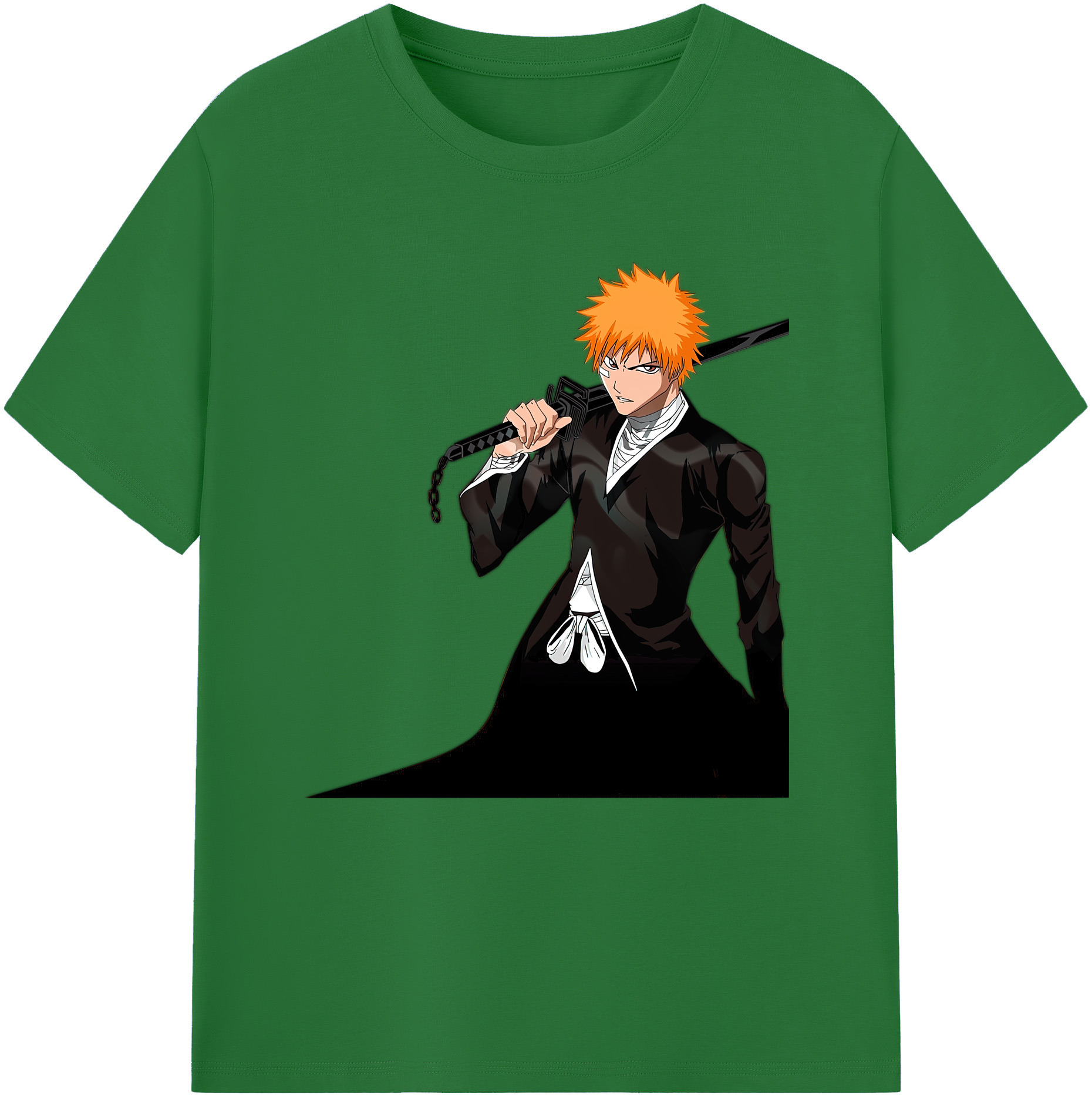 （画像用） ブリーチ 黒崎一護（くろさき いちご）BLEACH Kurosaki Ichigo 綿100％半袖Tシャツ（フロントプリント）