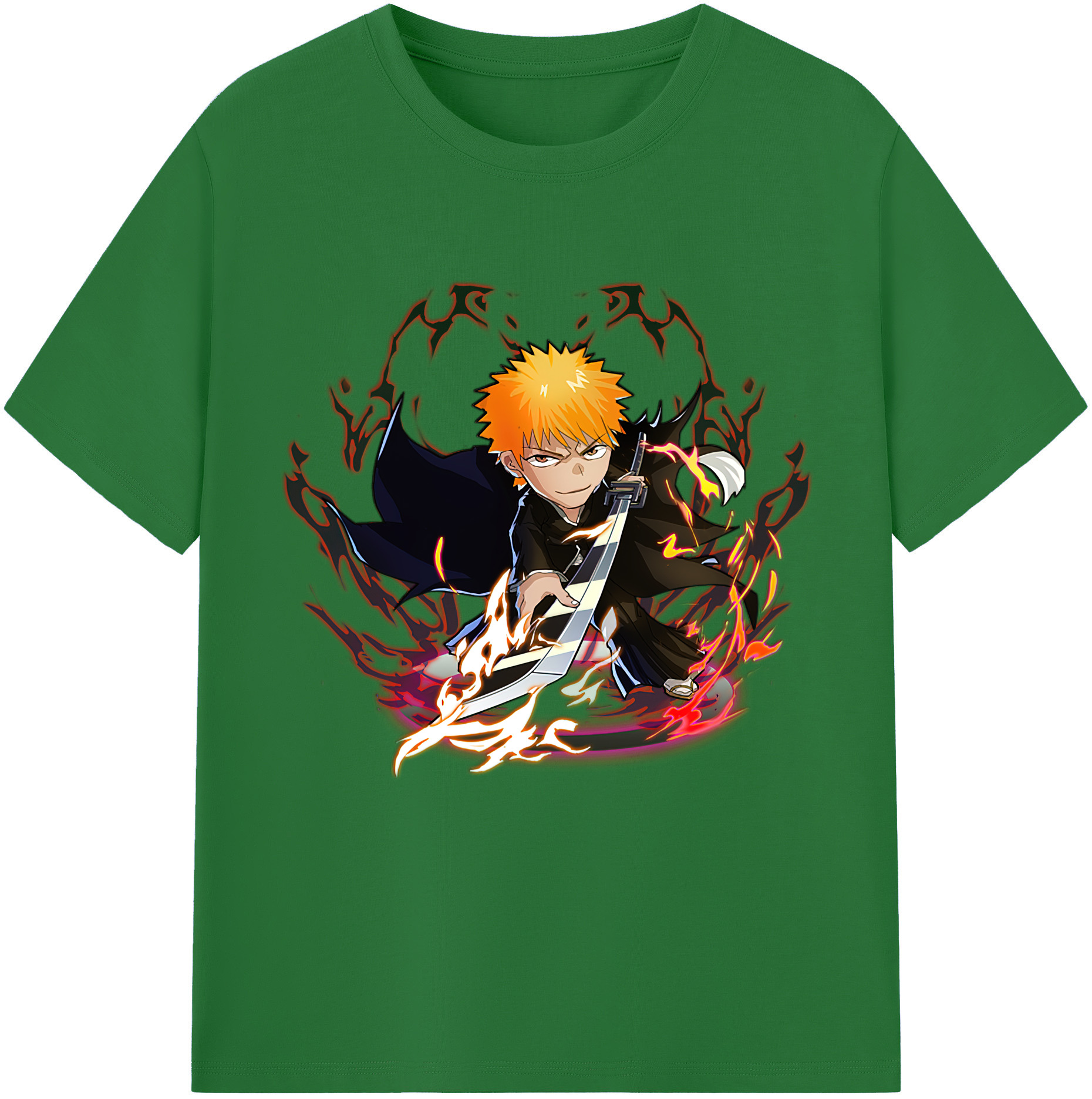 （画像用） ブリーチ 黒崎一護（くろさき いちご）BLEACH Kurosaki Ichigo 綿100％半袖Tシャツ（フロントプリント）