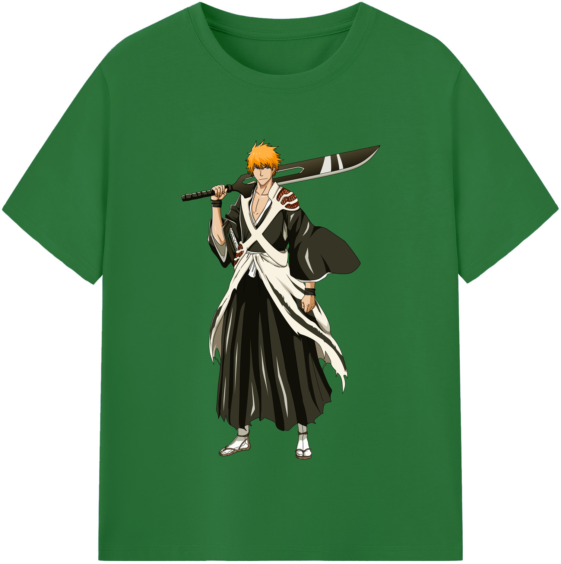 （画像用） ブリーチ 黒崎一護（くろさき いちご）BLEACH Kurosaki Ichigo 綿100％半袖Tシャツ（フロントプリント）