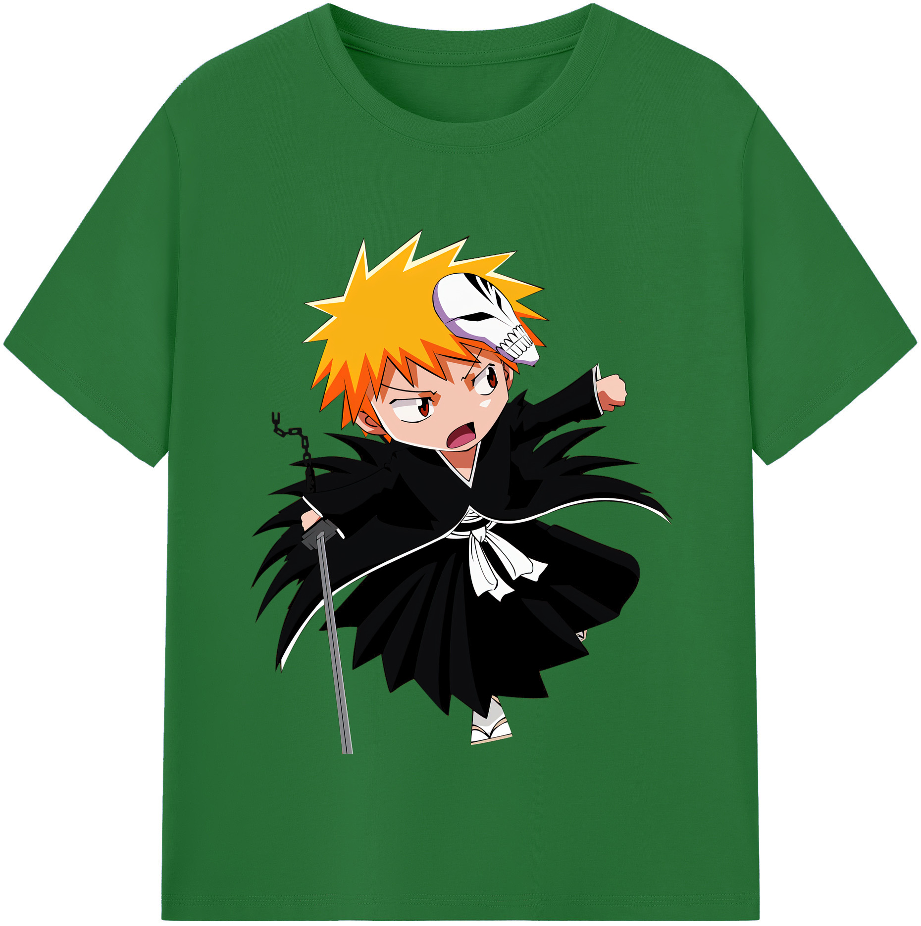 （画像用） ブリーチ 黒崎一護（くろさき いちご）BLEACH Kurosaki Ichigo 綿100％半袖Tシャツ（フロントプリント）