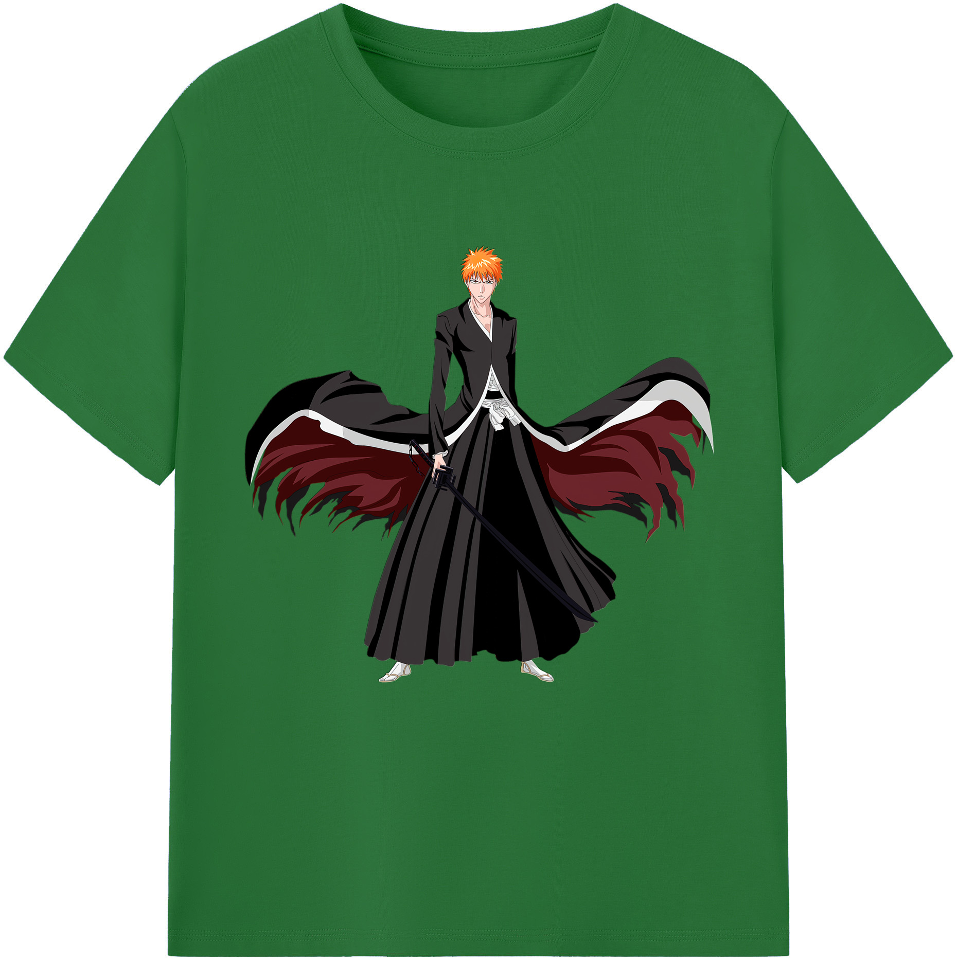 （画像用） ブリーチ 黒崎一護（くろさき いちご）BLEACH Kurosaki Ichigo 綿100％半袖Tシャツ（フロントプリント）