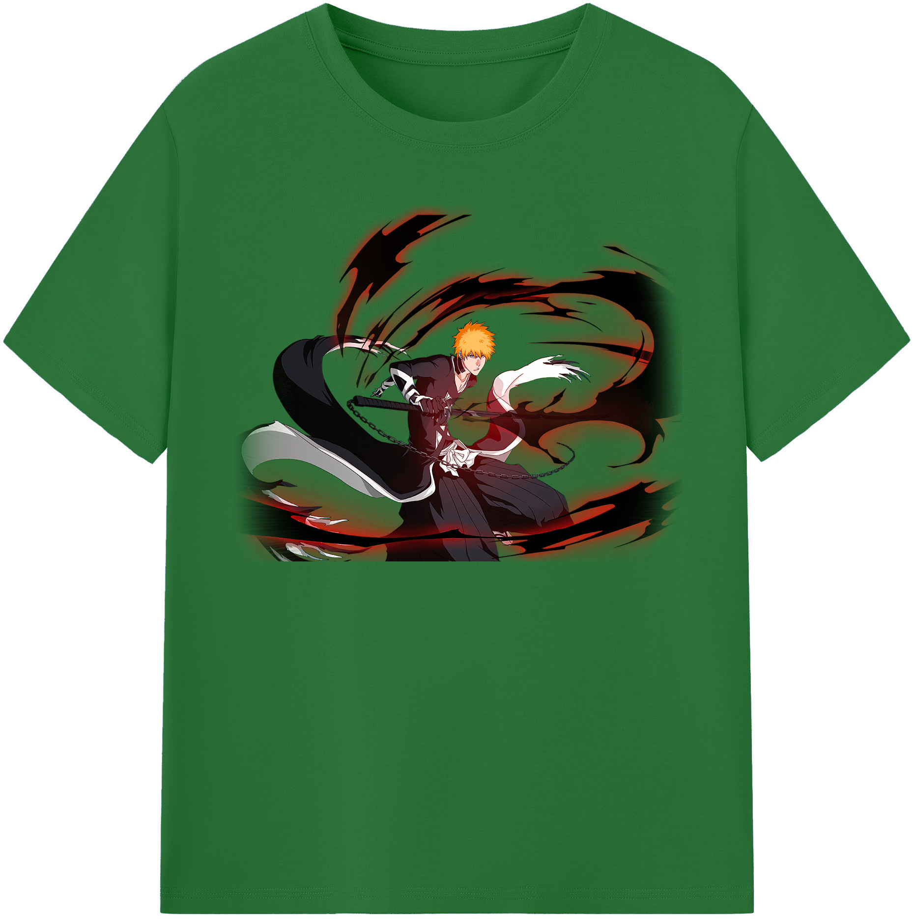 （画像用） ブリーチ 黒崎一護（くろさき いちご）BLEACH Kurosaki Ichigo 綿100％半袖Tシャツ（フロントプリント）