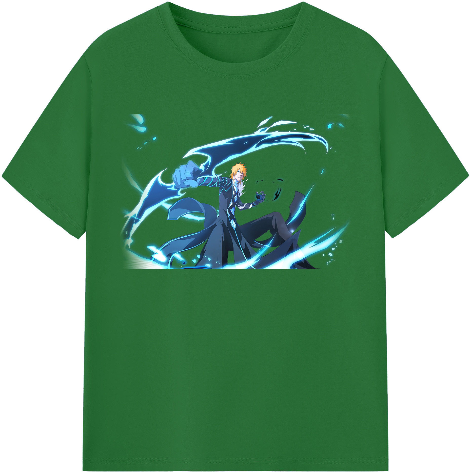 （画像用） ブリーチ 黒崎一護（くろさき いちご）BLEACH Kurosaki Ichigo 綿100％半袖Tシャツ（フロントプリント）