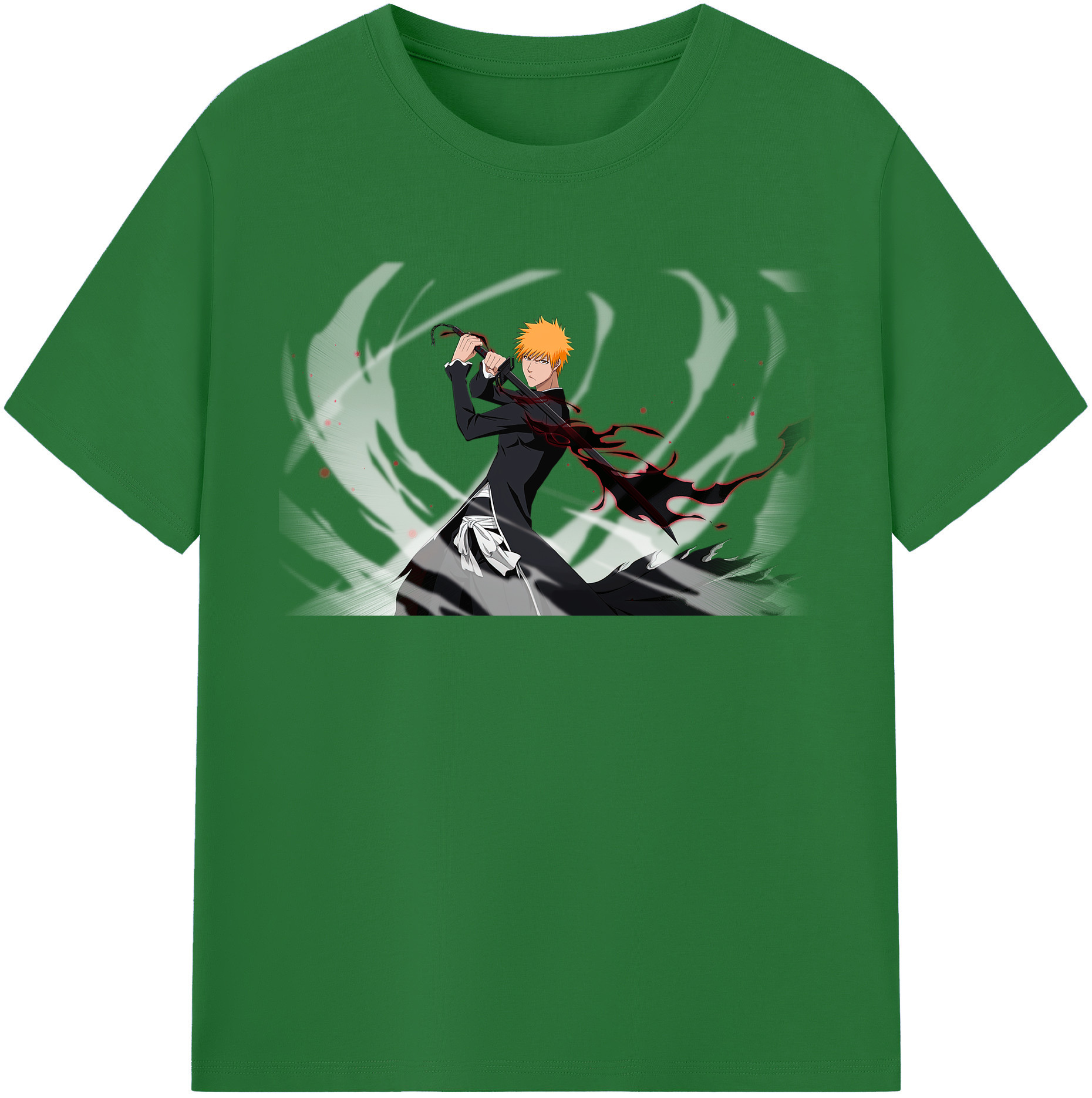 （画像用） ブリーチ 黒崎一護（くろさき いちご）BLEACH Kurosaki Ichigo 綿100％半袖Tシャツ（フロントプリント）
