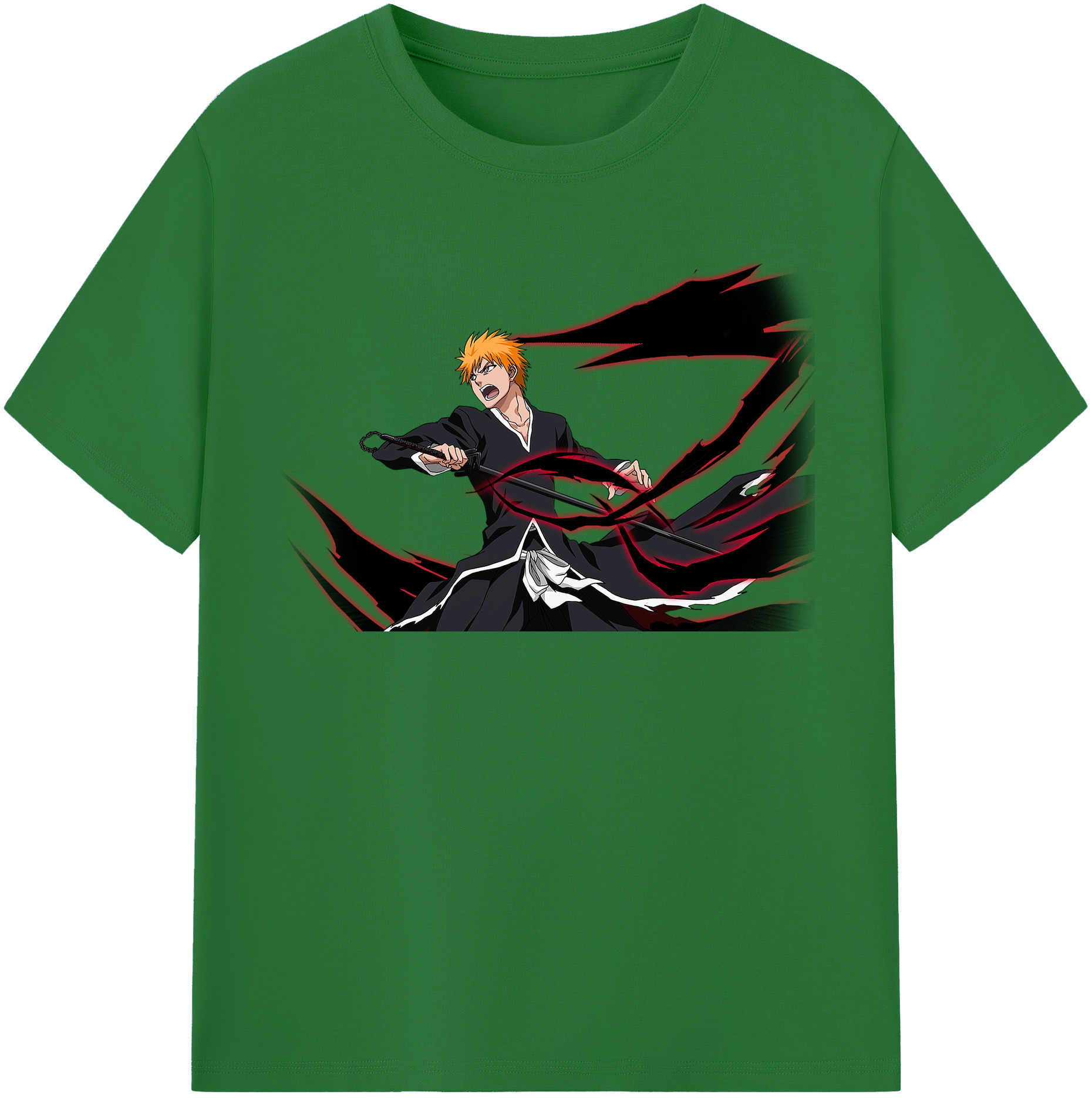 （画像用） ブリーチ 黒崎一護（くろさき いちご）BLEACH Kurosaki Ichigo 綿100％半袖Tシャツ（フロントプリント）