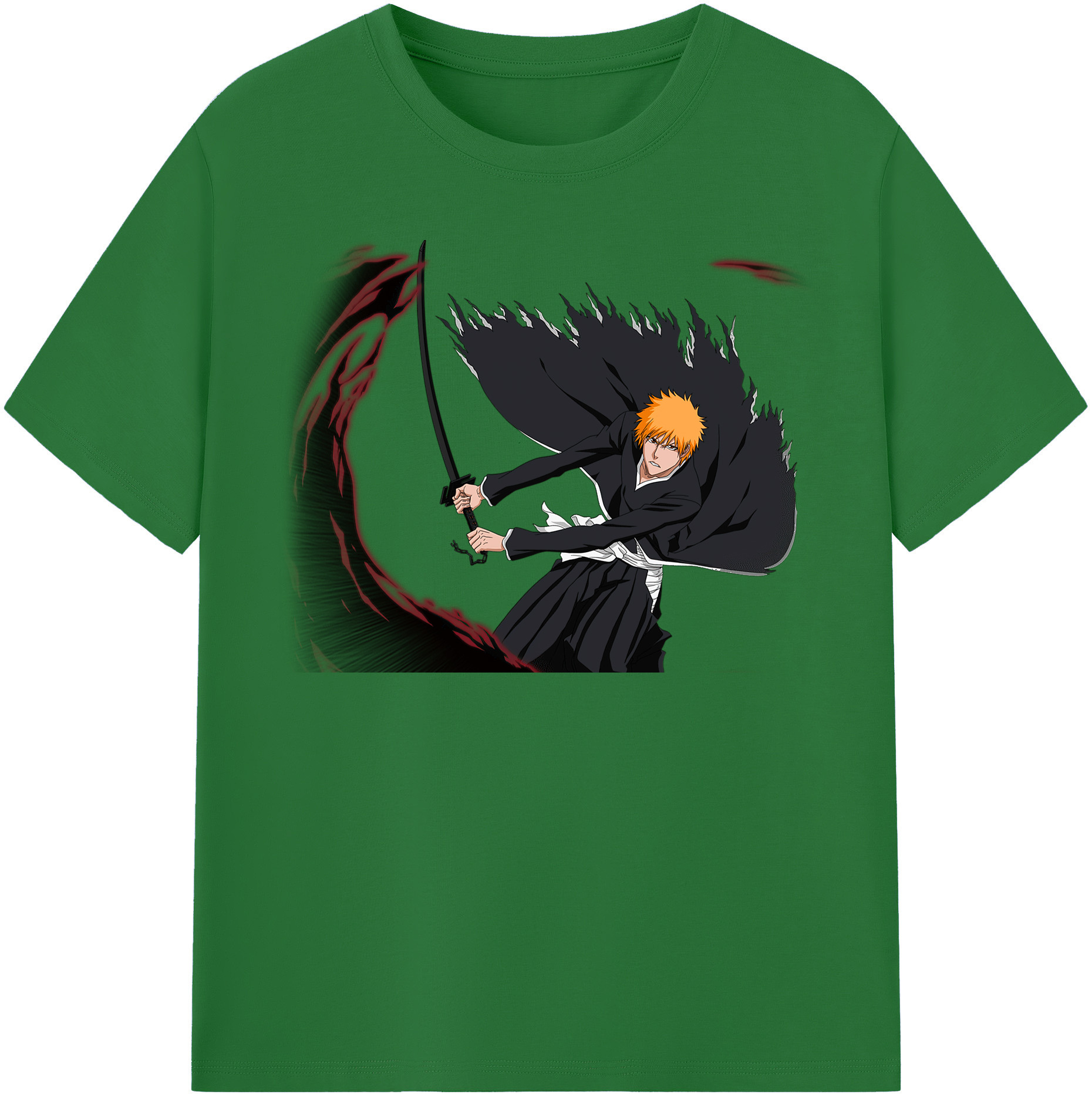 （画像用） ブリーチ 黒崎一護（くろさき いちご）BLEACH Kurosaki Ichigo 綿100％半袖Tシャツ（フロントプリント）