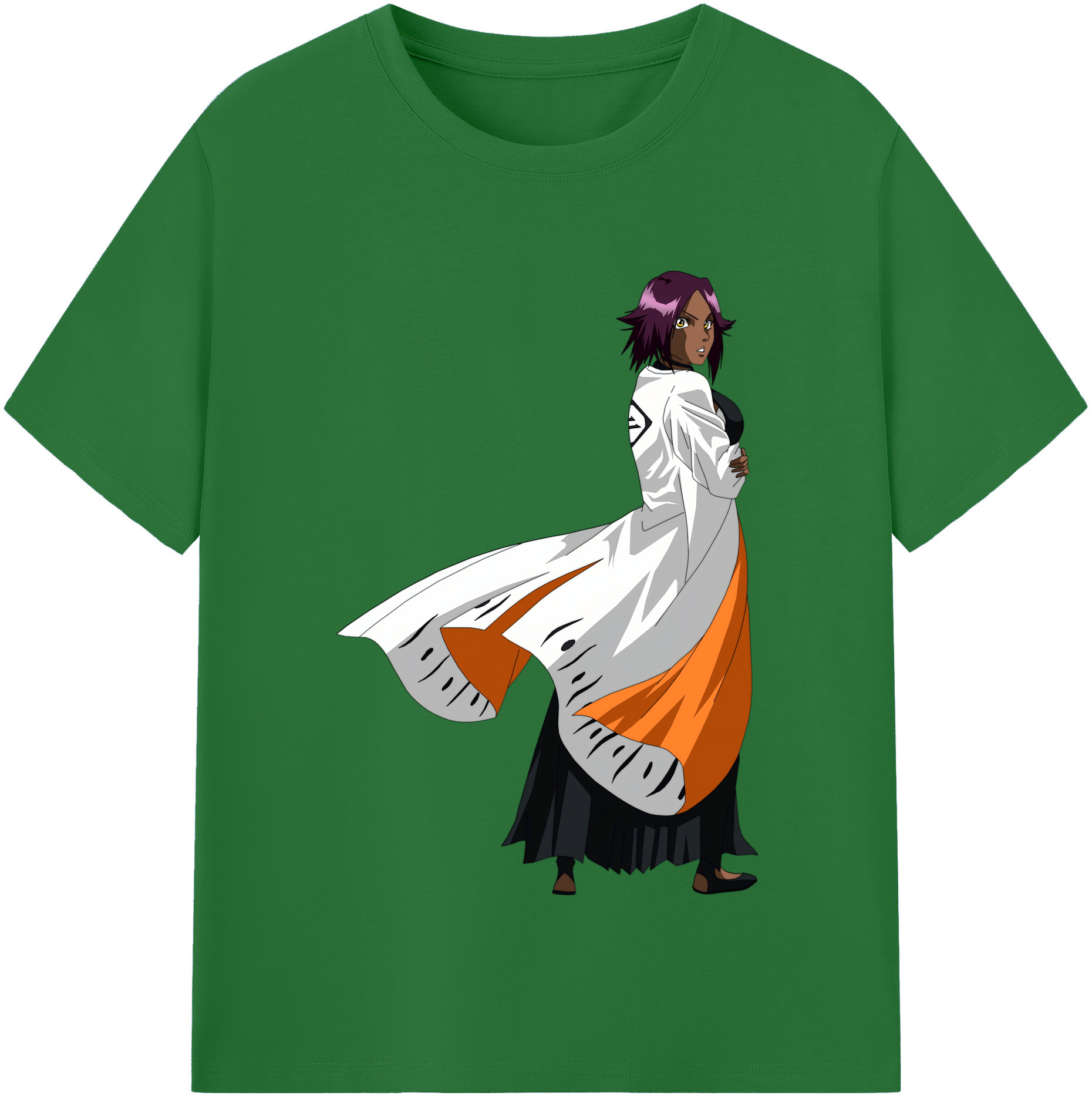 （画像用） ブリーチ 四楓院 夜一（しほういん よるいち） BLEACH Shihouin Yoruichi 綿100％半袖Tシャツ（フロントプリント）