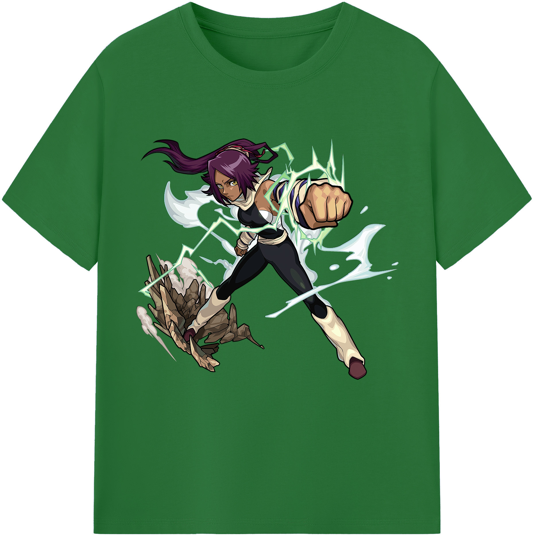 （画像用） ブリーチ 四楓院 夜一（しほういん よるいち） BLEACH Shihouin Yoruichi 綿100％半袖Tシャツ（フロントプリント）