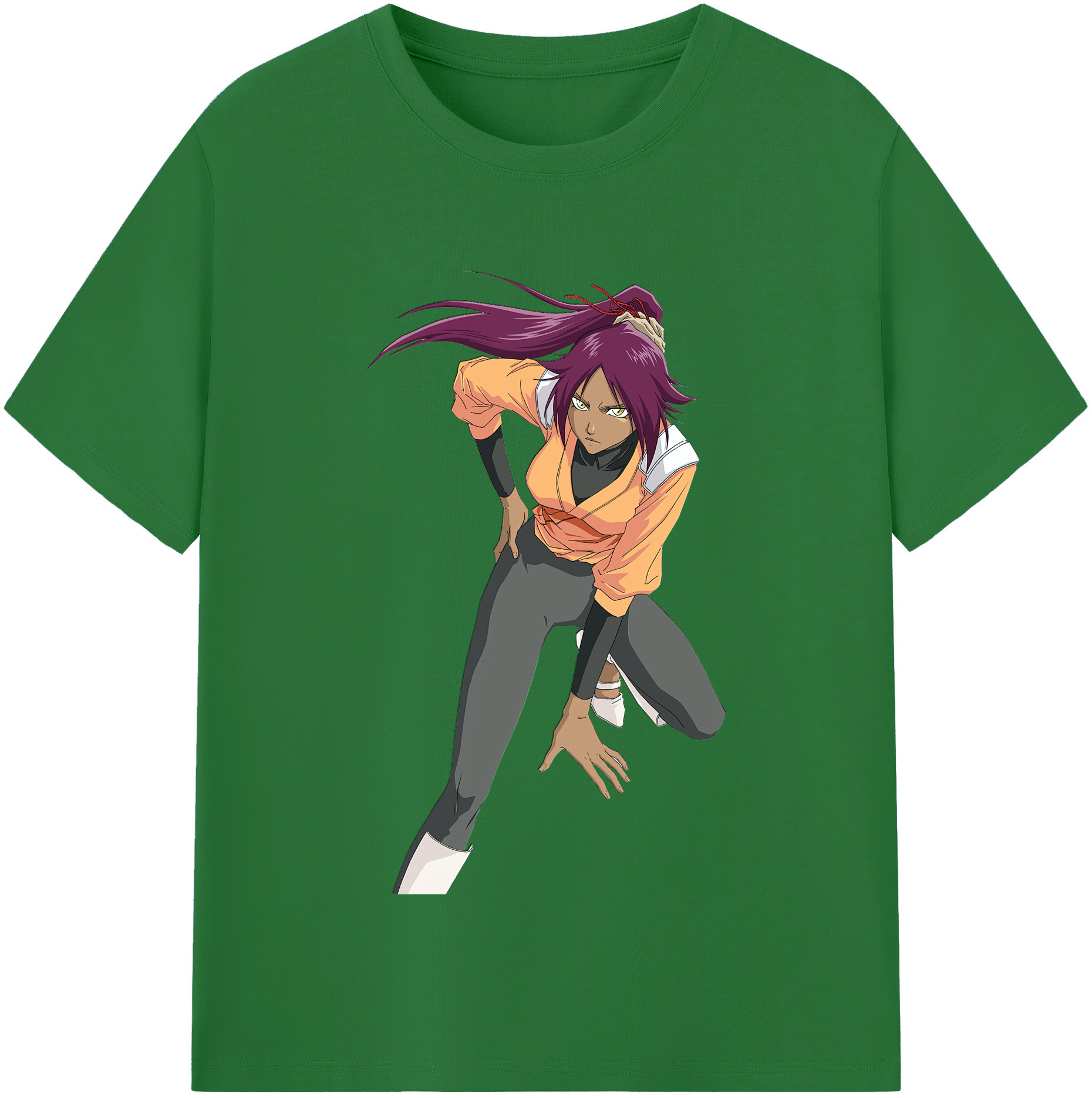 （画像用） ブリーチ 四楓院 夜一（しほういん よるいち） BLEACH Shihouin Yoruichi 綿100％半袖Tシャツ（フロントプリント）