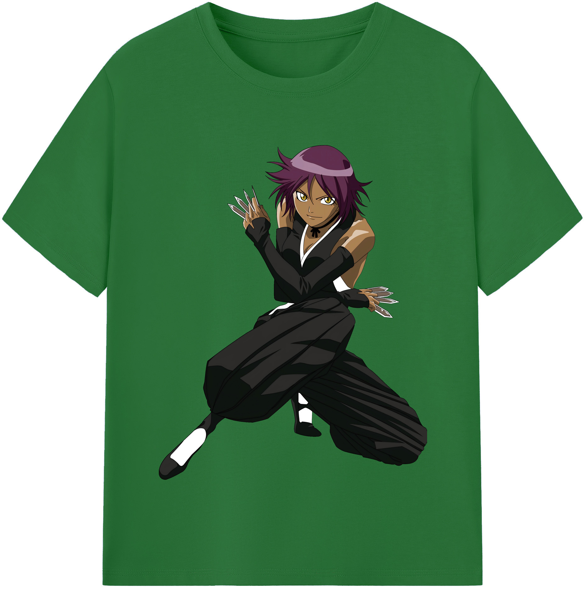 （画像用） ブリーチ 四楓院 夜一（しほういん よるいち） BLEACH Shihouin Yoruichi 綿100％半袖Tシャツ（フロントプリント）