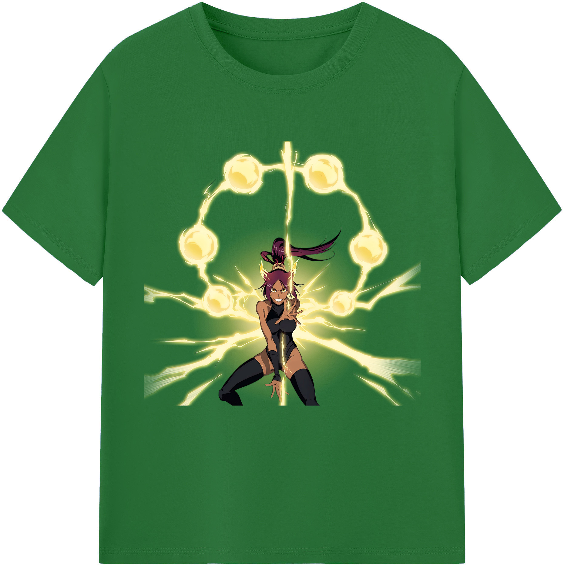 （画像用） ブリーチ 四楓院 夜一（しほういん よるいち） BLEACH Shihouin Yoruichi 綿100％半袖Tシャツ（フロントプリント）