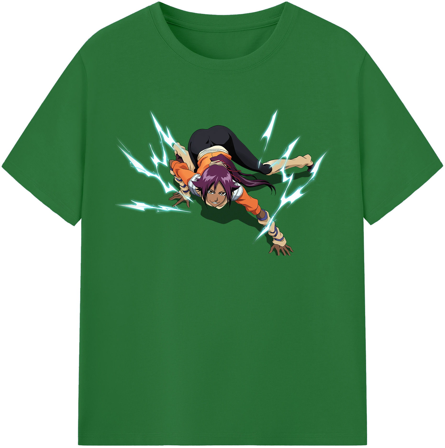 （画像用） ブリーチ 四楓院 夜一（しほういん よるいち） BLEACH Shihouin Yoruichi 綿100％半袖Tシャツ（フロントプリント）