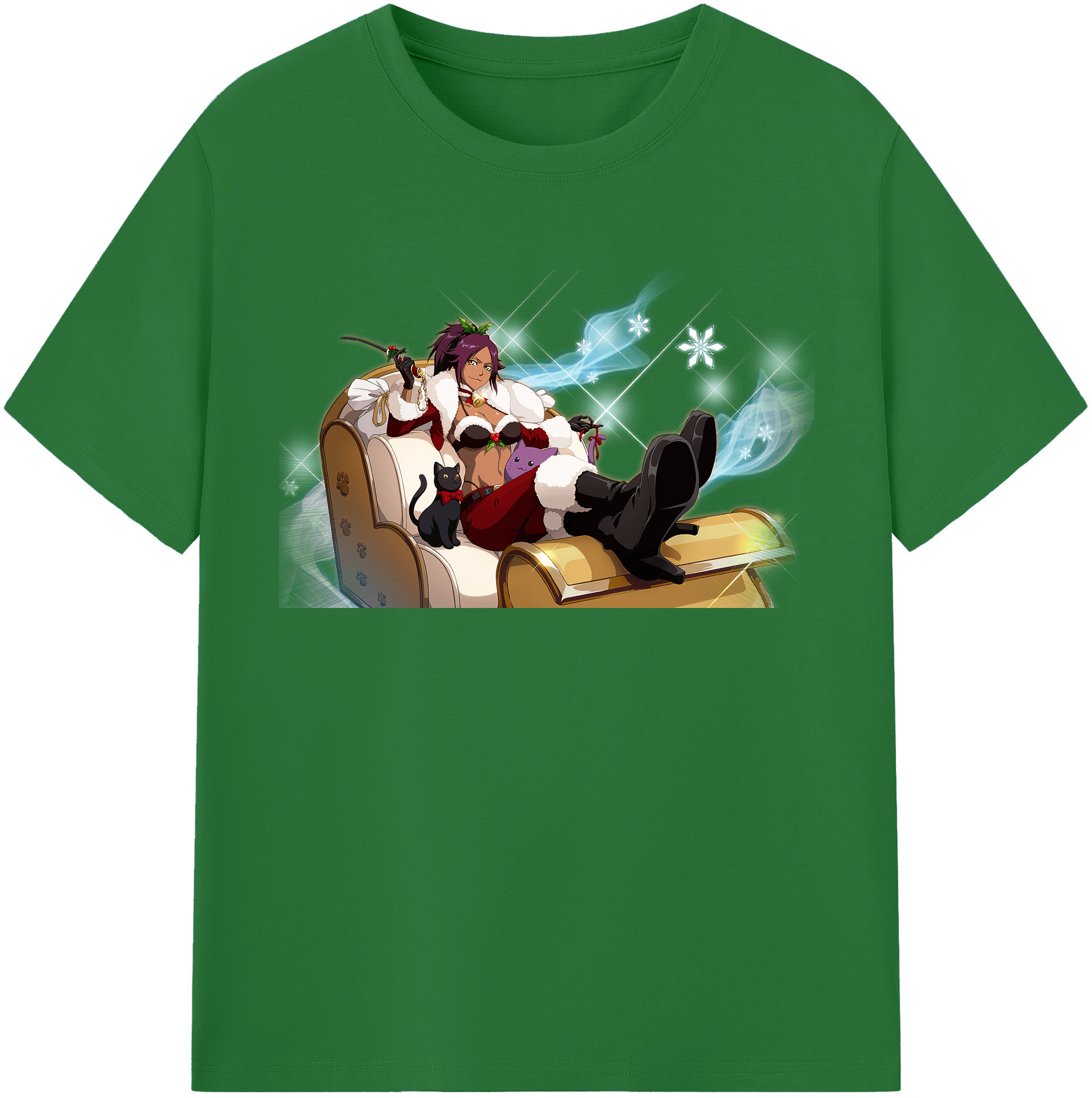 （画像用） ブリーチ 四楓院 夜一（しほういん よるいち） BLEACH Shihouin Yoruichi 綿100％半袖Tシャツ（フロントプリント）