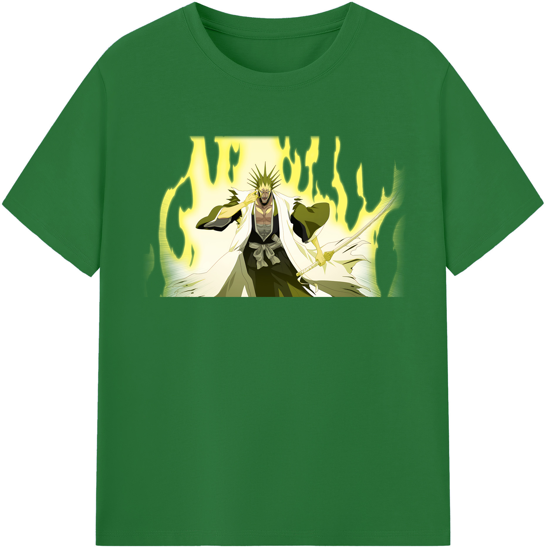（画像用） ブリーチ ざらき けんぱち BLEACH Zaraki Kenpachi 綿100％半袖Tシャツ（フロントプリント）