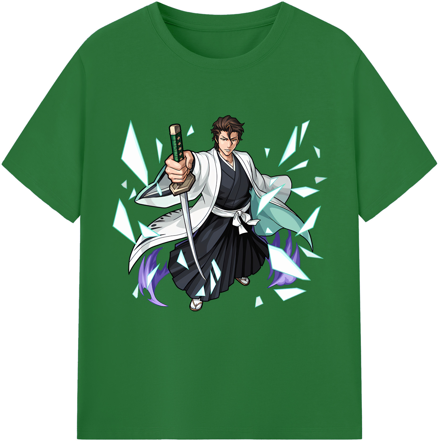 （画像用） ブリーチ 藍染 惣右介（あいぜん そうすけ） BLEACH Aizen Sousuke 綿100％半袖Tシャツ（フロントプリント）