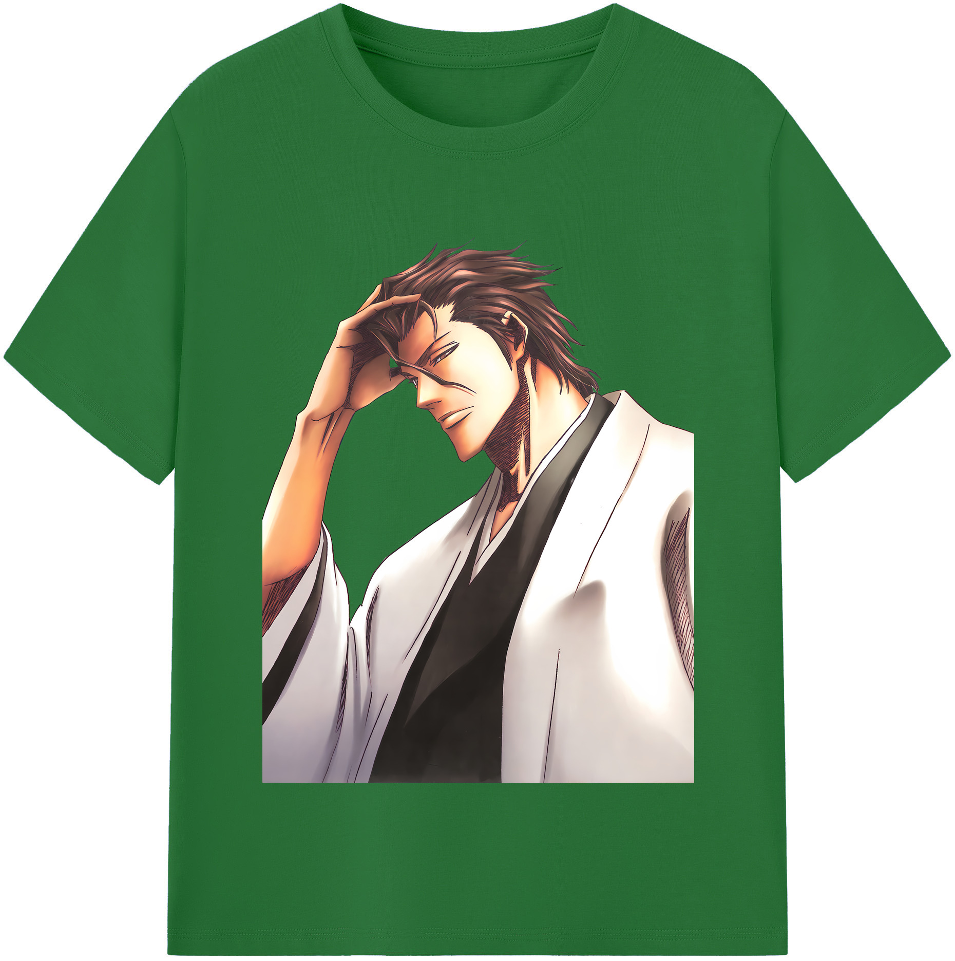 （画像用） ブリーチ 藍染 惣右介（あいぜん そうすけ） BLEACH Aizen Sousuke 綿100％半袖Tシャツ（フロントプリント）