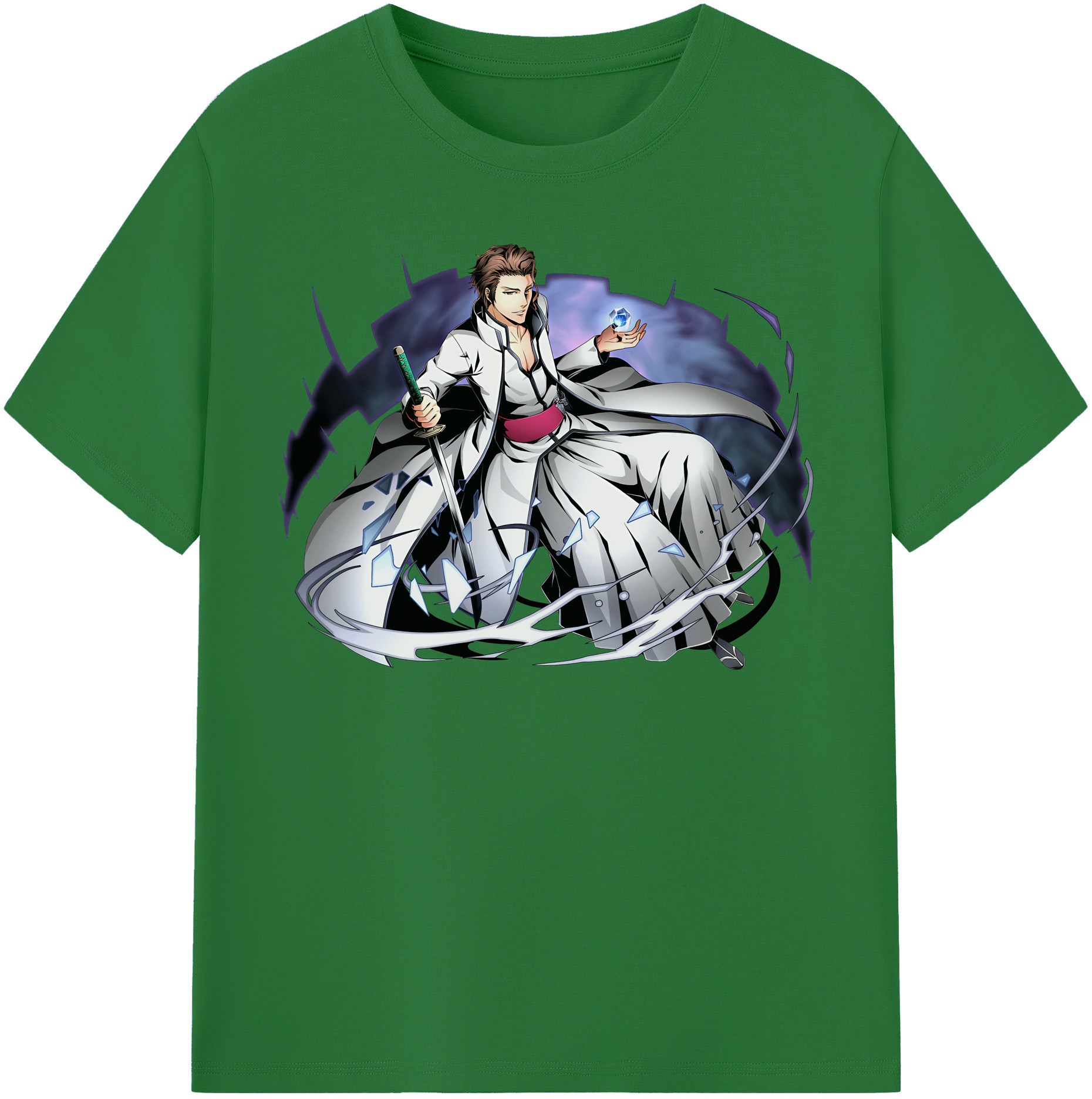 （画像用） ブリーチ 藍染 惣右介（あいぜん そうすけ） BLEACH Aizen Sousuke 綿100％半袖Tシャツ（フロントプリント）