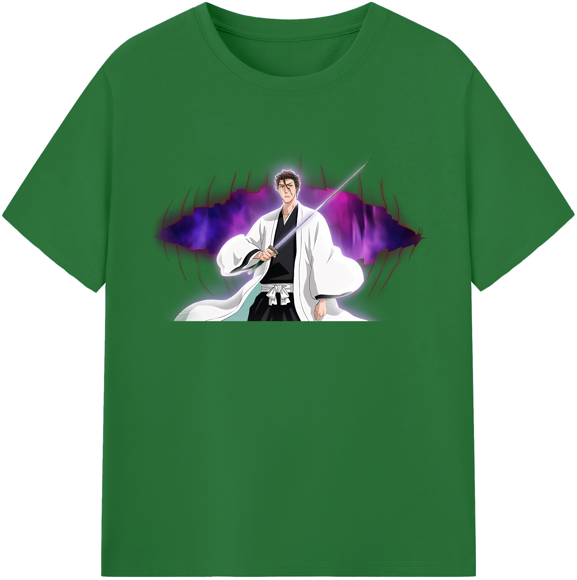 （画像用） ブリーチ 藍染 惣右介（あいぜん そうすけ） BLEACH Aizen Sousuke 綿100％半袖Tシャツ（フロントプリント）