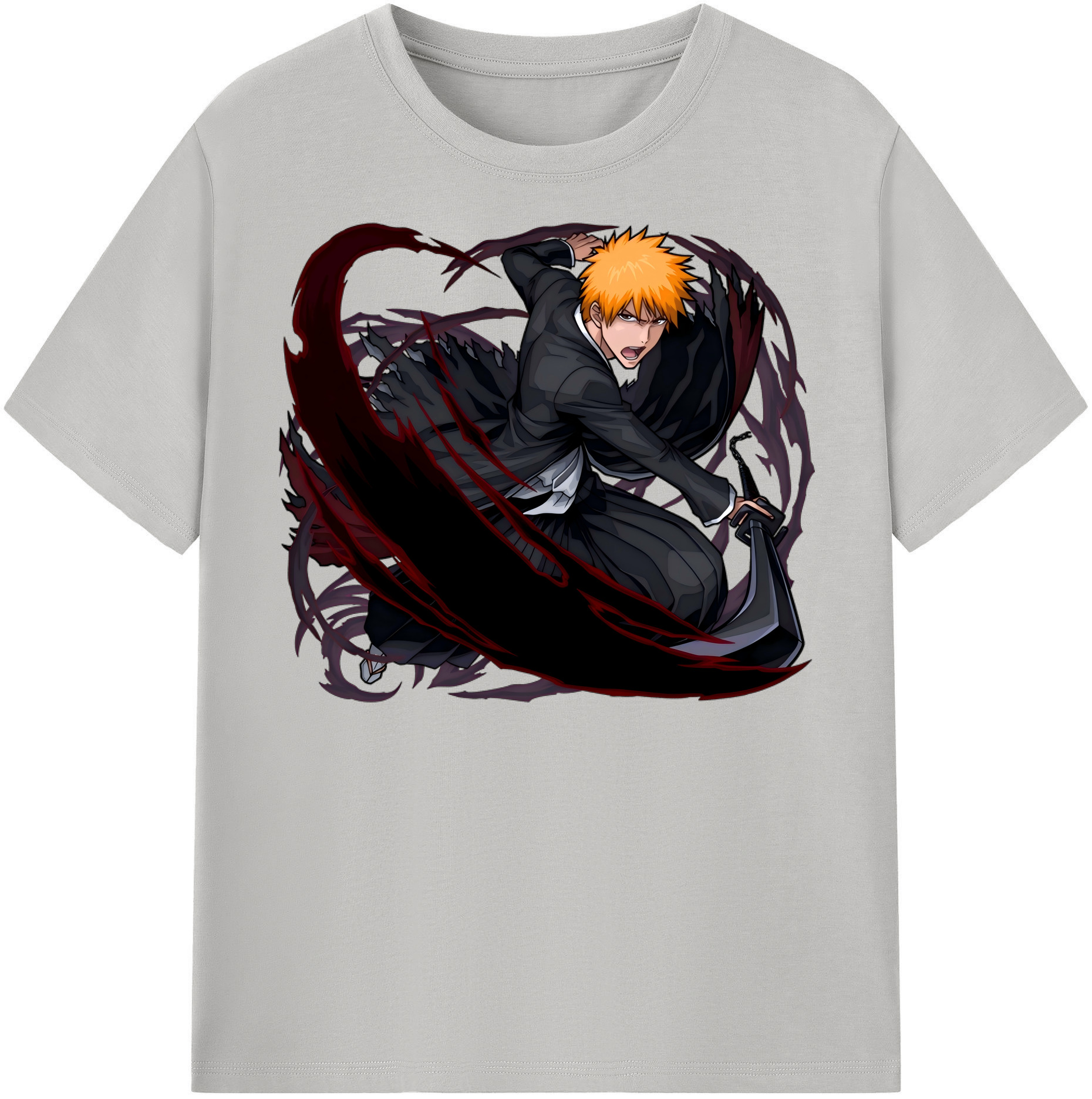 （画像用） ブリーチ 黒崎一護（くろさき いちご）BLEACH Kurosaki Ichigo 綿100％半袖Tシャツ（フロントプリント）