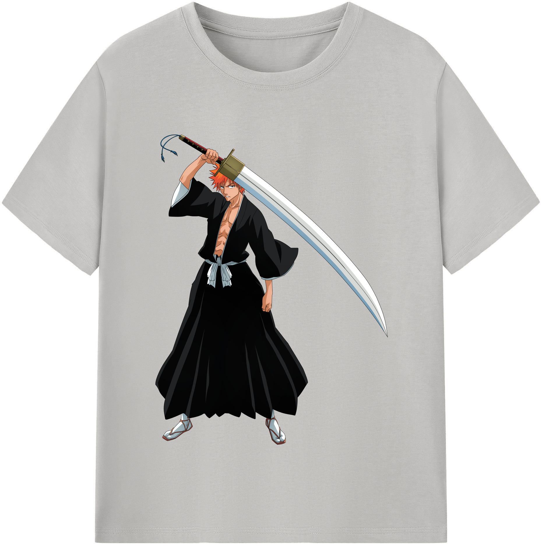 （画像用） ブリーチ 黒崎一護（くろさき いちご）BLEACH Kurosaki Ichigo 綿100％半袖Tシャツ（フロントプリント）