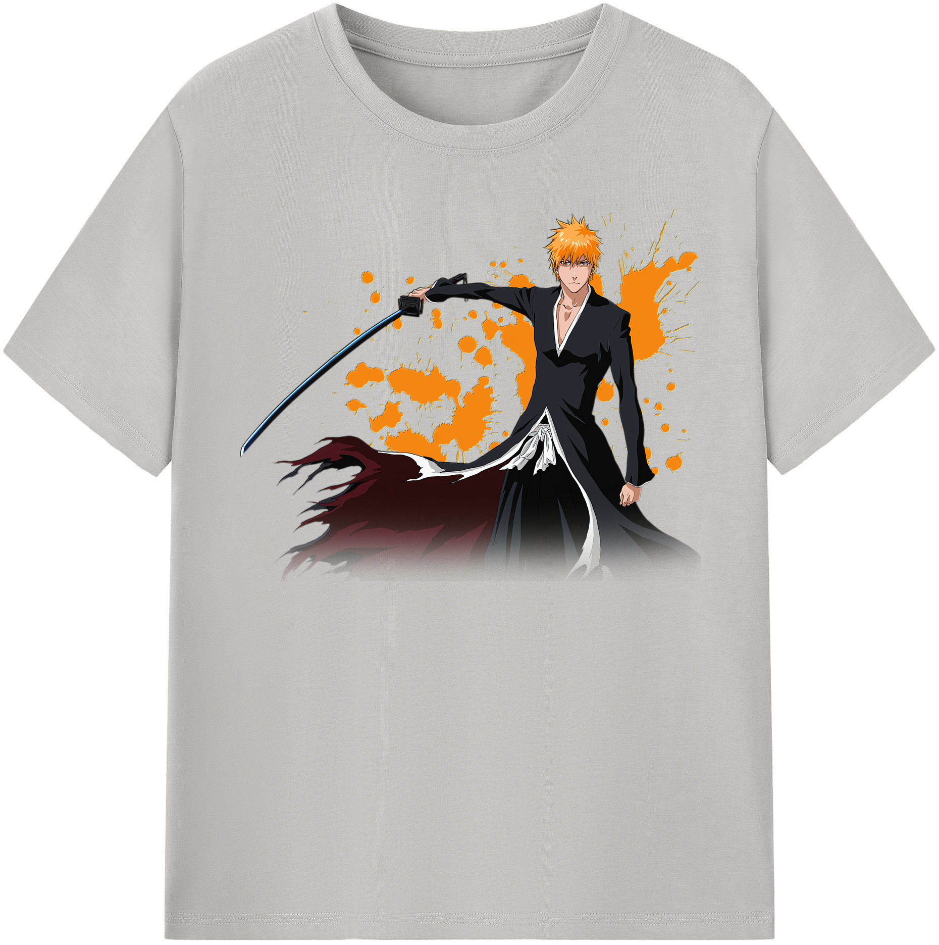 （画像用） ブリーチ 黒崎一護（くろさき いちご）BLEACH Kurosaki Ichigo 綿100％半袖Tシャツ（フロントプリント）