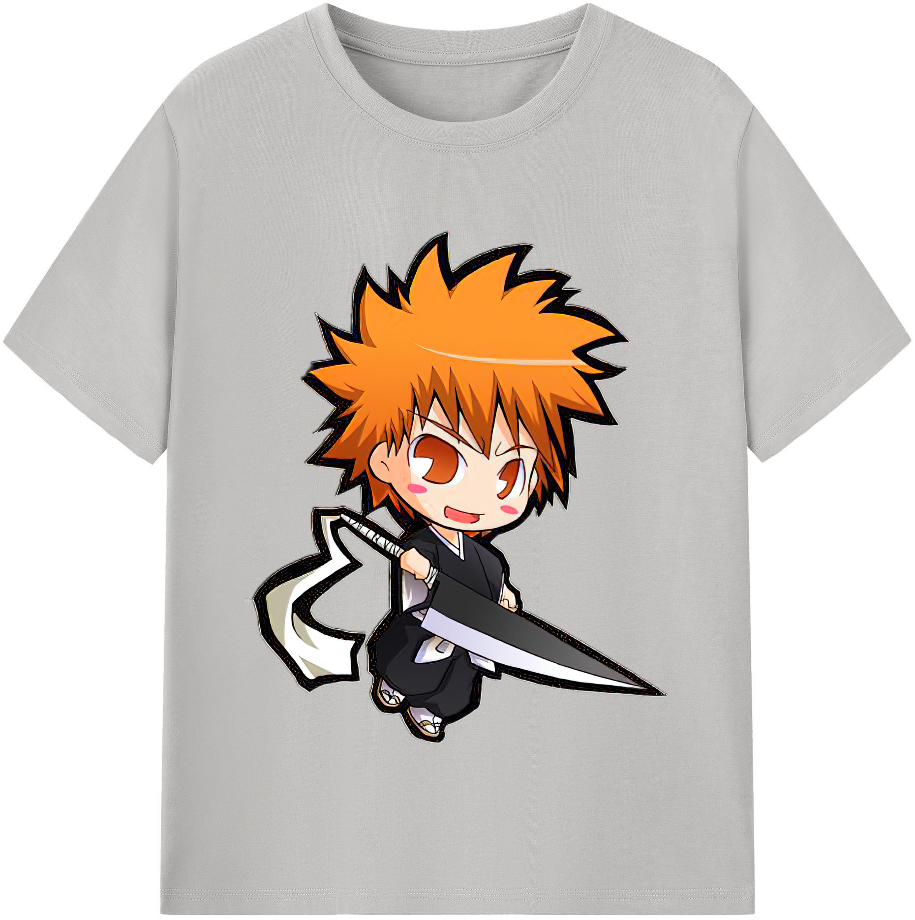 （画像用） ブリーチ 黒崎一護（くろさき いちご）BLEACH Kurosaki Ichigo 綿100％半袖Tシャツ（フロントプリント）