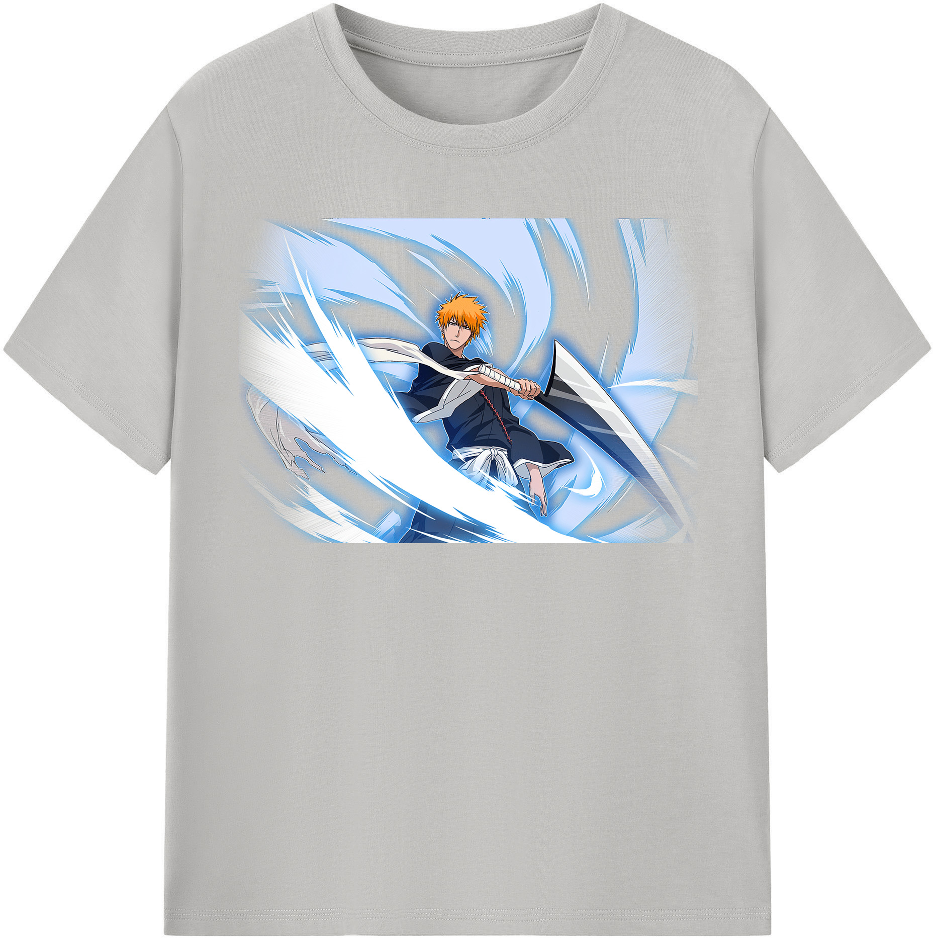 （画像用） ブリーチ 黒崎一護（くろさき いちご）BLEACH Kurosaki Ichigo 綿100％半袖Tシャツ（フロントプリント）