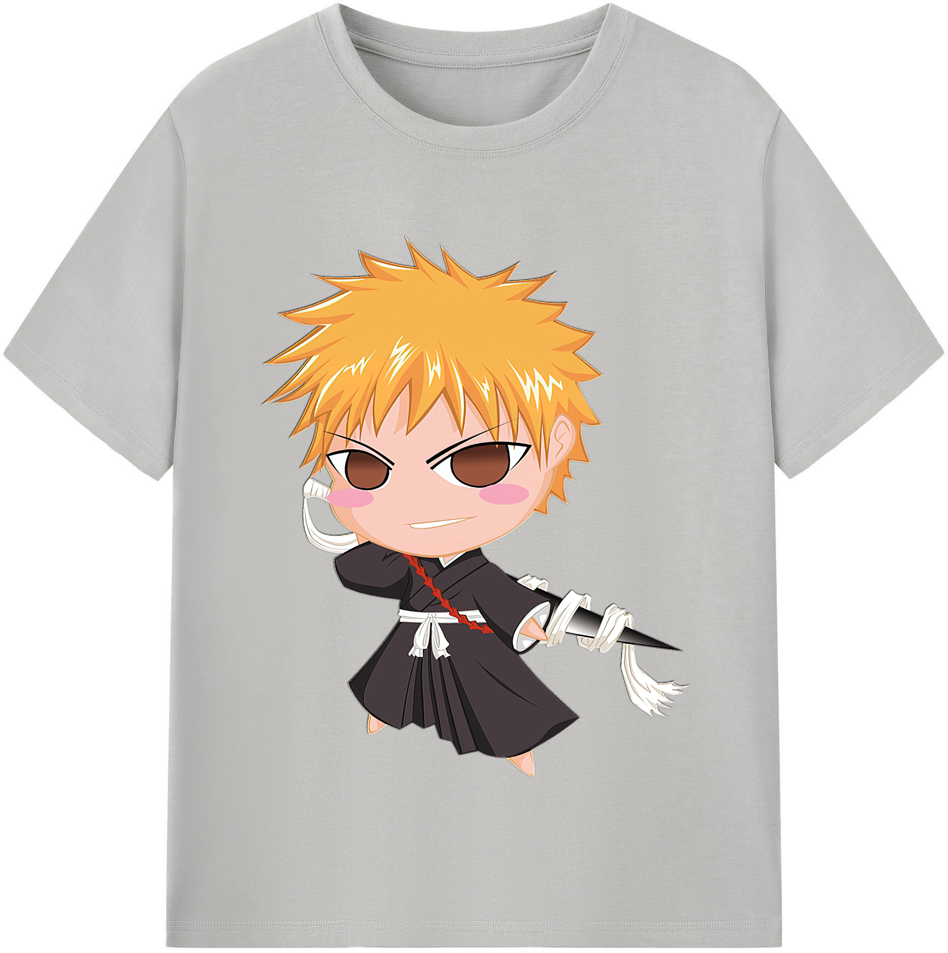 （画像用） ブリーチ 黒崎一護（くろさき いちご）BLEACH Kurosaki Ichigo 綿100％半袖Tシャツ（フロントプリント）