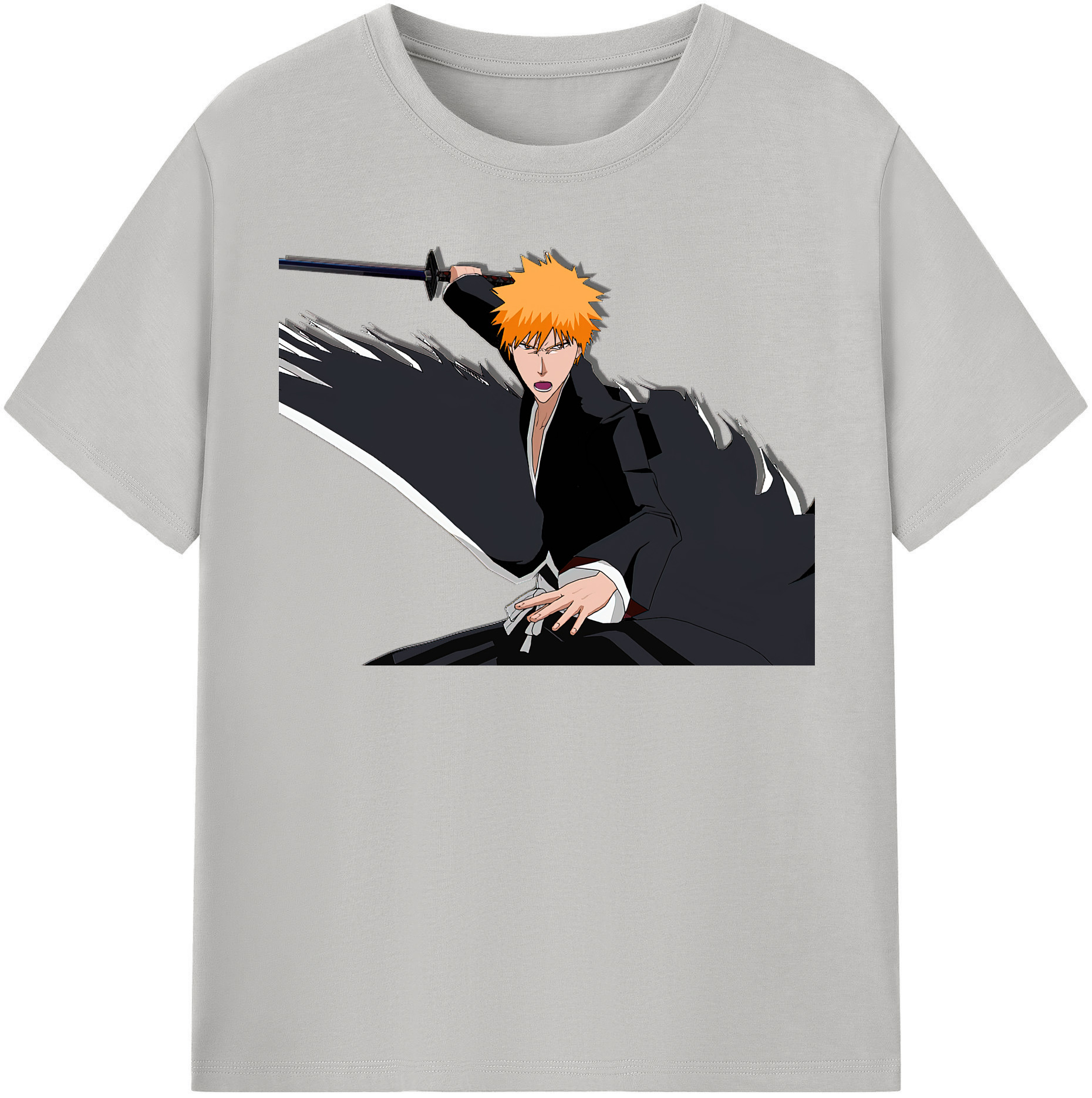 （画像用） ブリーチ 黒崎一護（くろさき いちご）BLEACH Kurosaki Ichigo 綿100％半袖Tシャツ（フロントプリント）