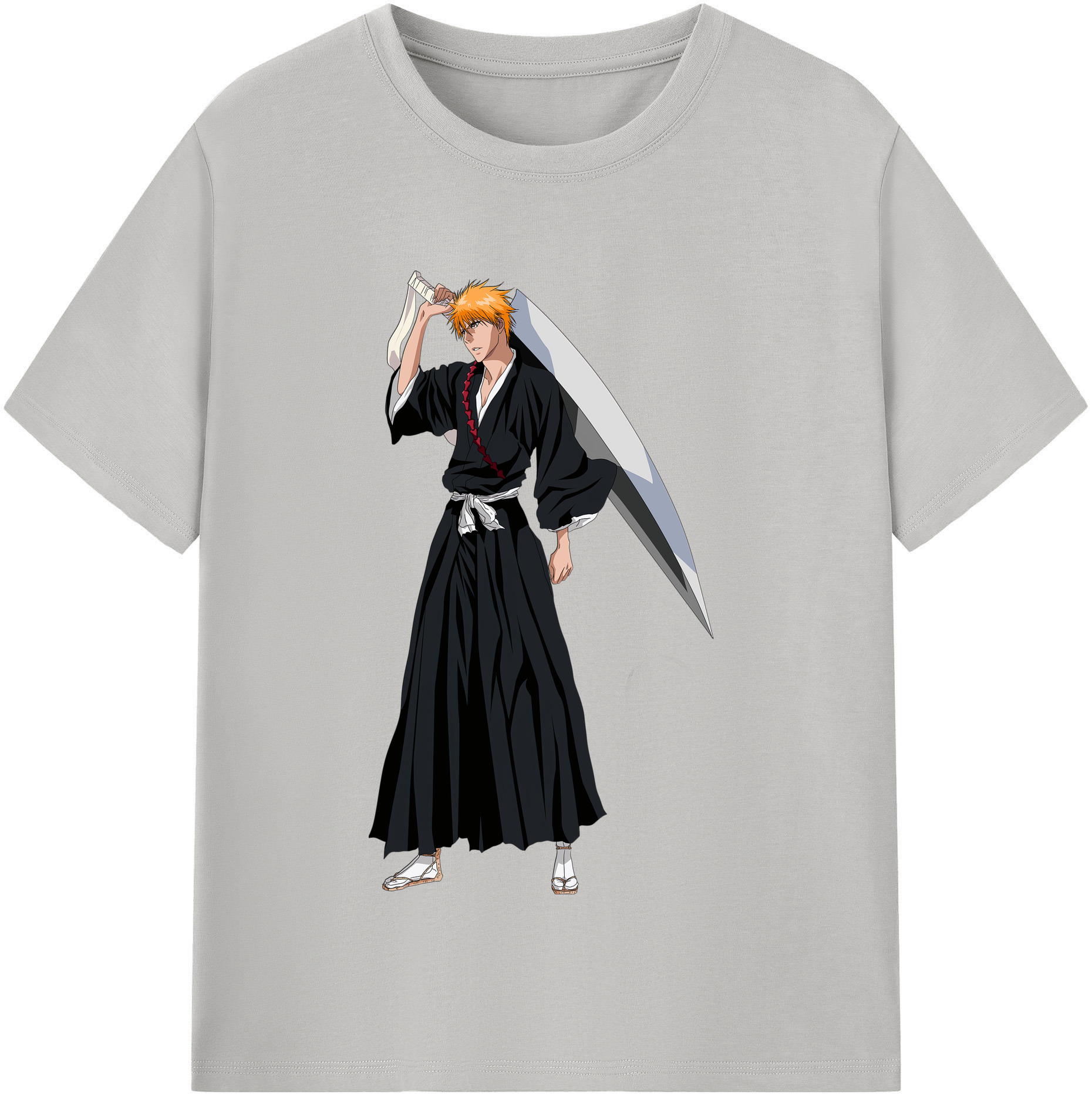 （画像用） ブリーチ 黒崎一護（くろさき いちご）BLEACH Kurosaki Ichigo 綿100％半袖Tシャツ（フロントプリント）