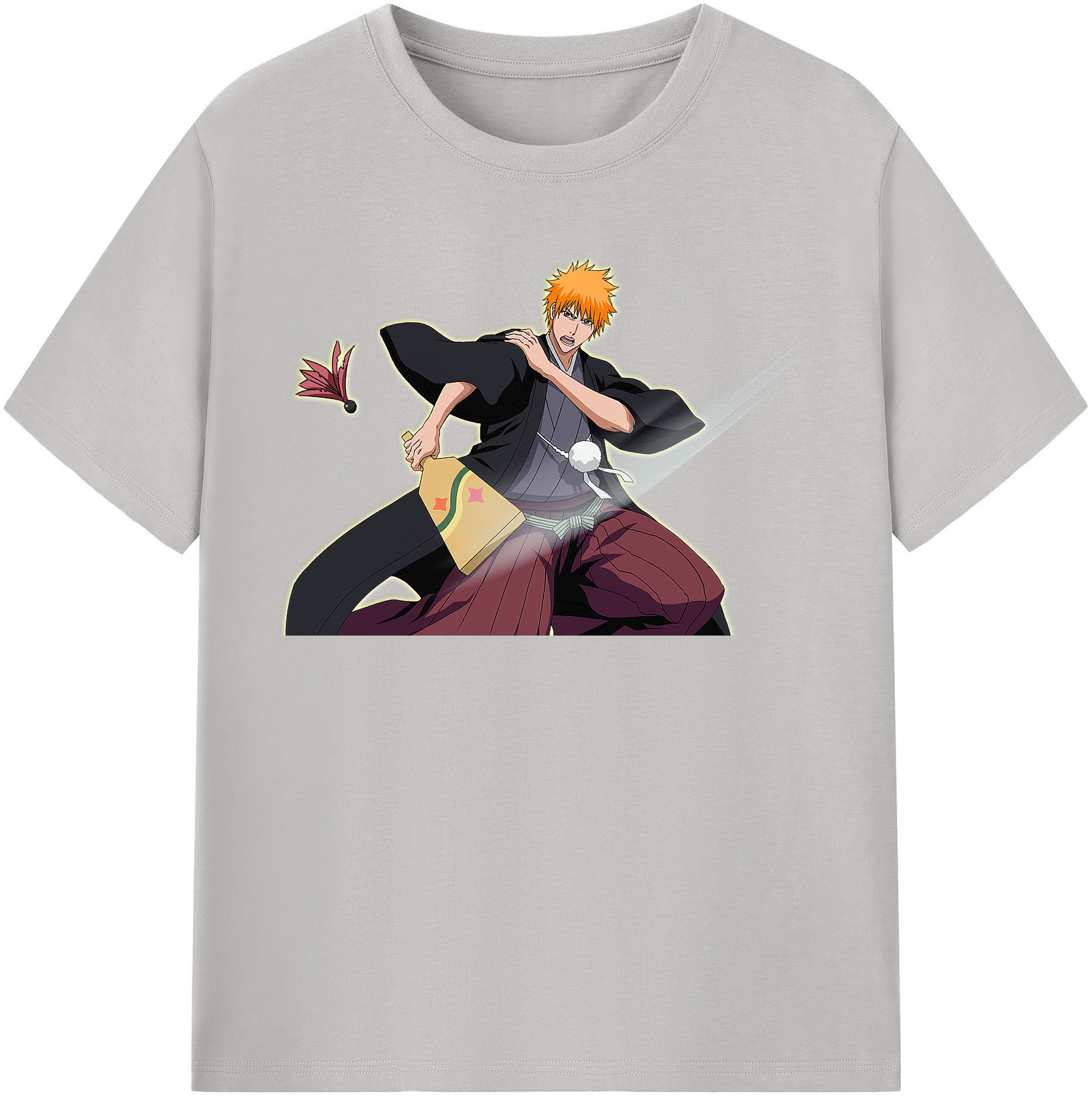 （画像用） ブリーチ 黒崎一護（くろさき いちご）BLEACH Kurosaki Ichigo 綿100％半袖Tシャツ（フロントプリント）