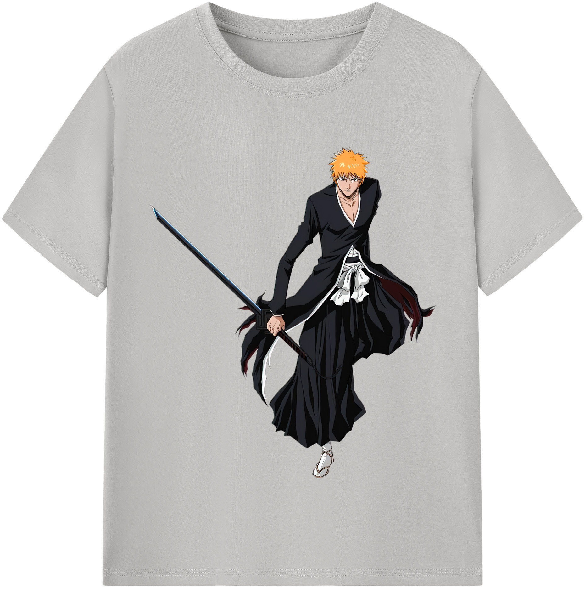 （画像用） ブリーチ 黒崎一護（くろさき いちご）BLEACH Kurosaki Ichigo 綿100％半袖Tシャツ（フロントプリント）