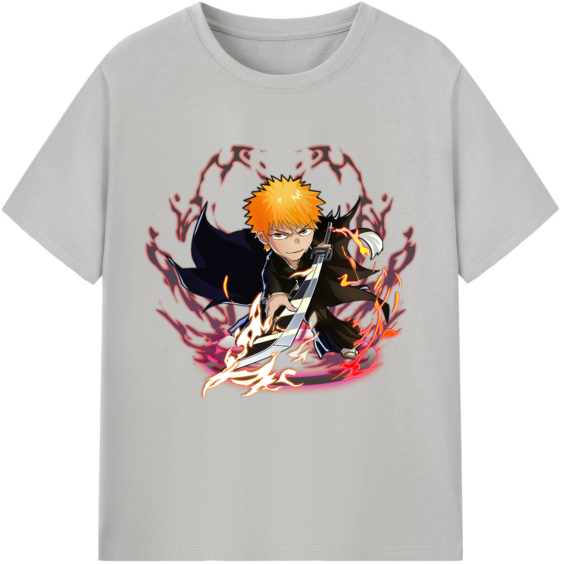 （画像用） ブリーチ 黒崎一護（くろさき いちご）BLEACH Kurosaki Ichigo 綿100％半袖Tシャツ（フロントプリント）