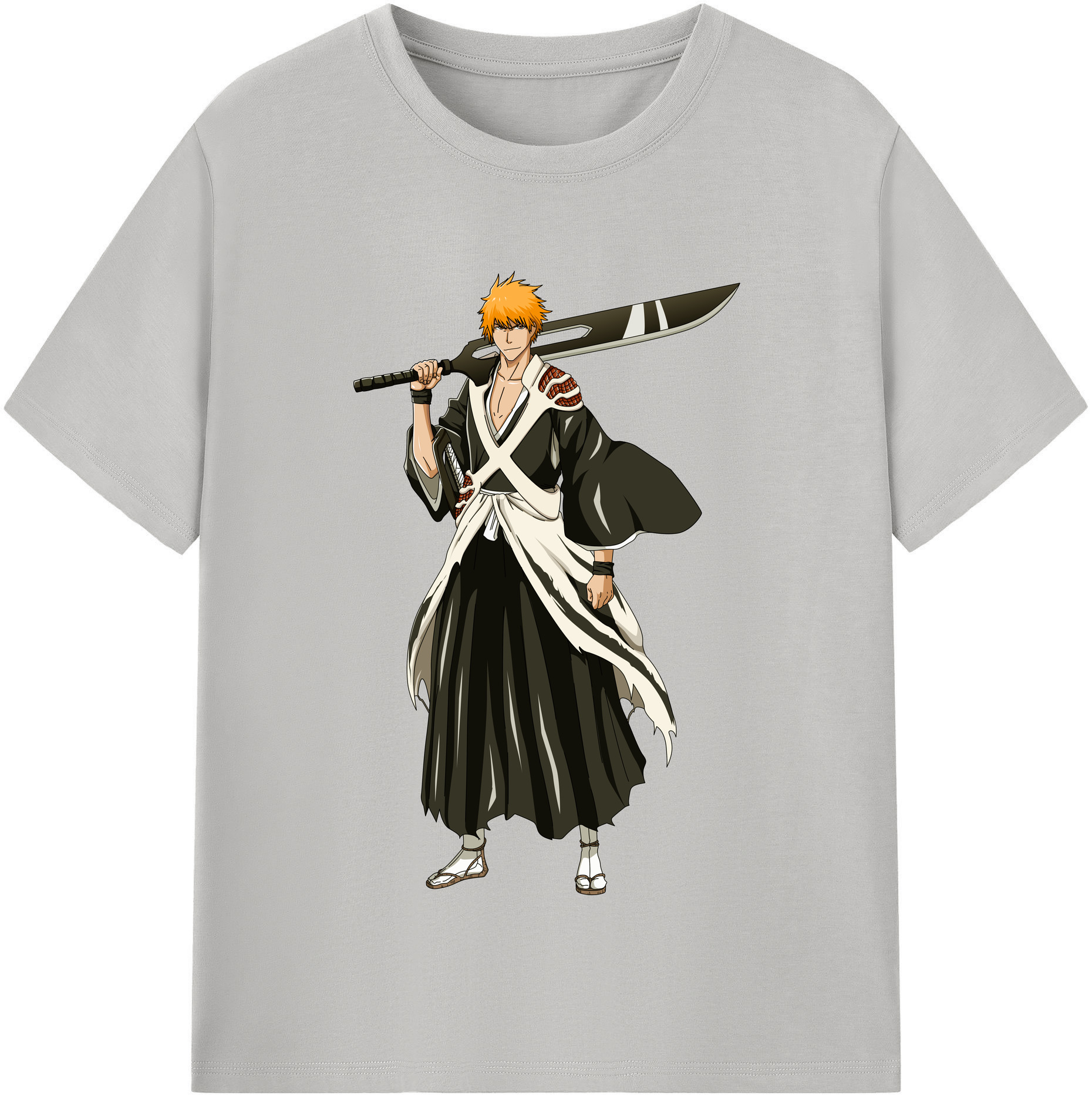 （画像用） ブリーチ 黒崎一護（くろさき いちご）BLEACH Kurosaki Ichigo 綿100％半袖Tシャツ（フロントプリント）