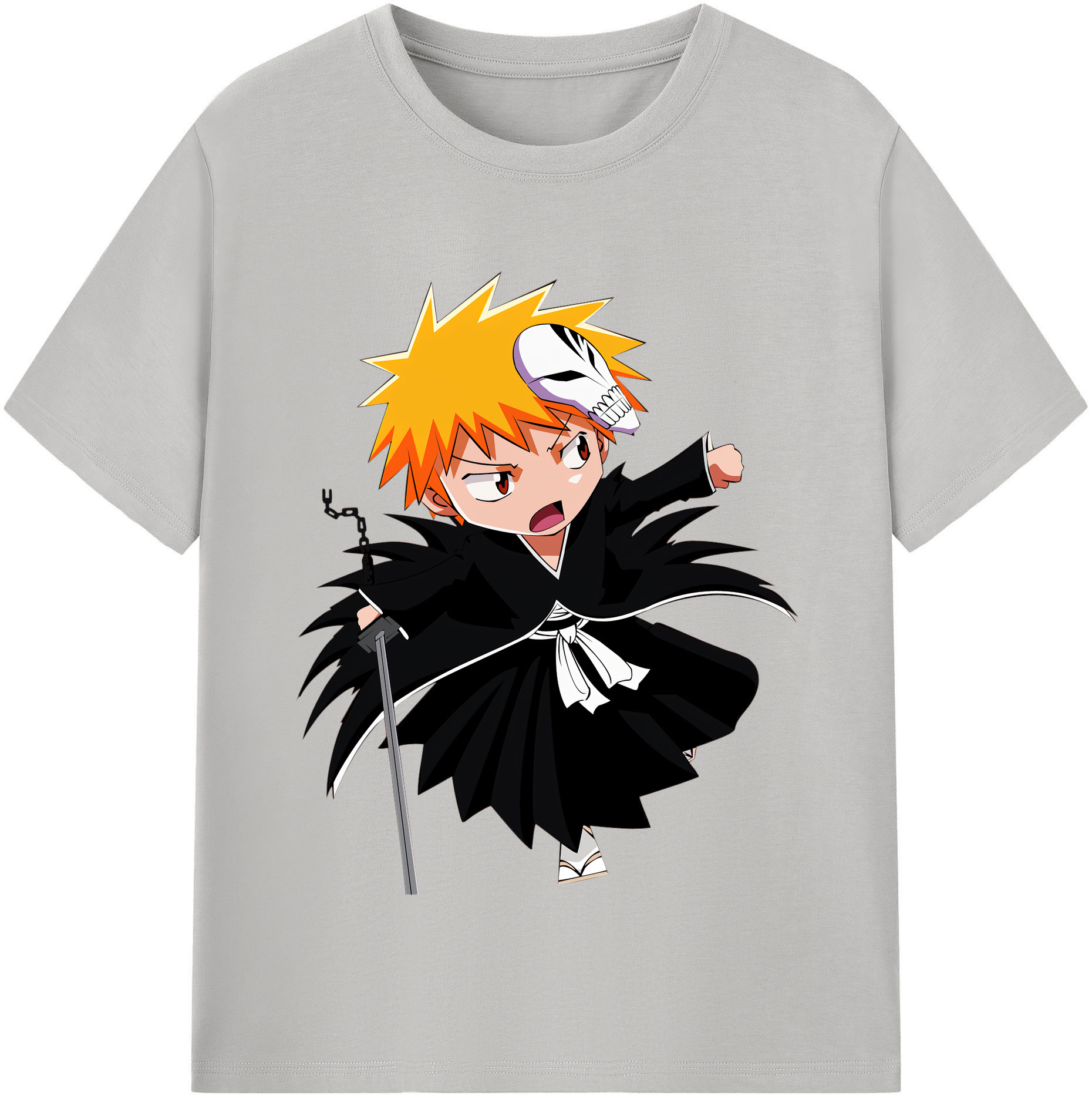（画像用） ブリーチ 黒崎一護（くろさき いちご）BLEACH Kurosaki Ichigo 綿100％半袖Tシャツ（フロントプリント）