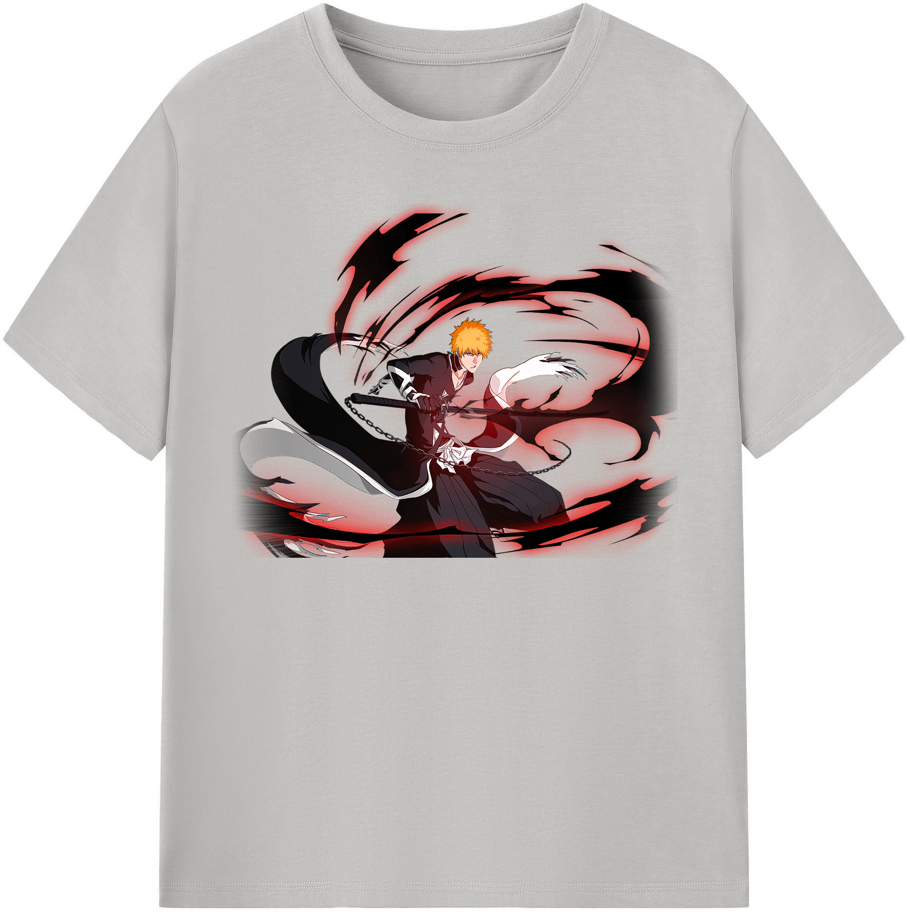（画像用） ブリーチ 黒崎一護（くろさき いちご）BLEACH Kurosaki Ichigo 綿100％半袖Tシャツ（フロントプリント）
