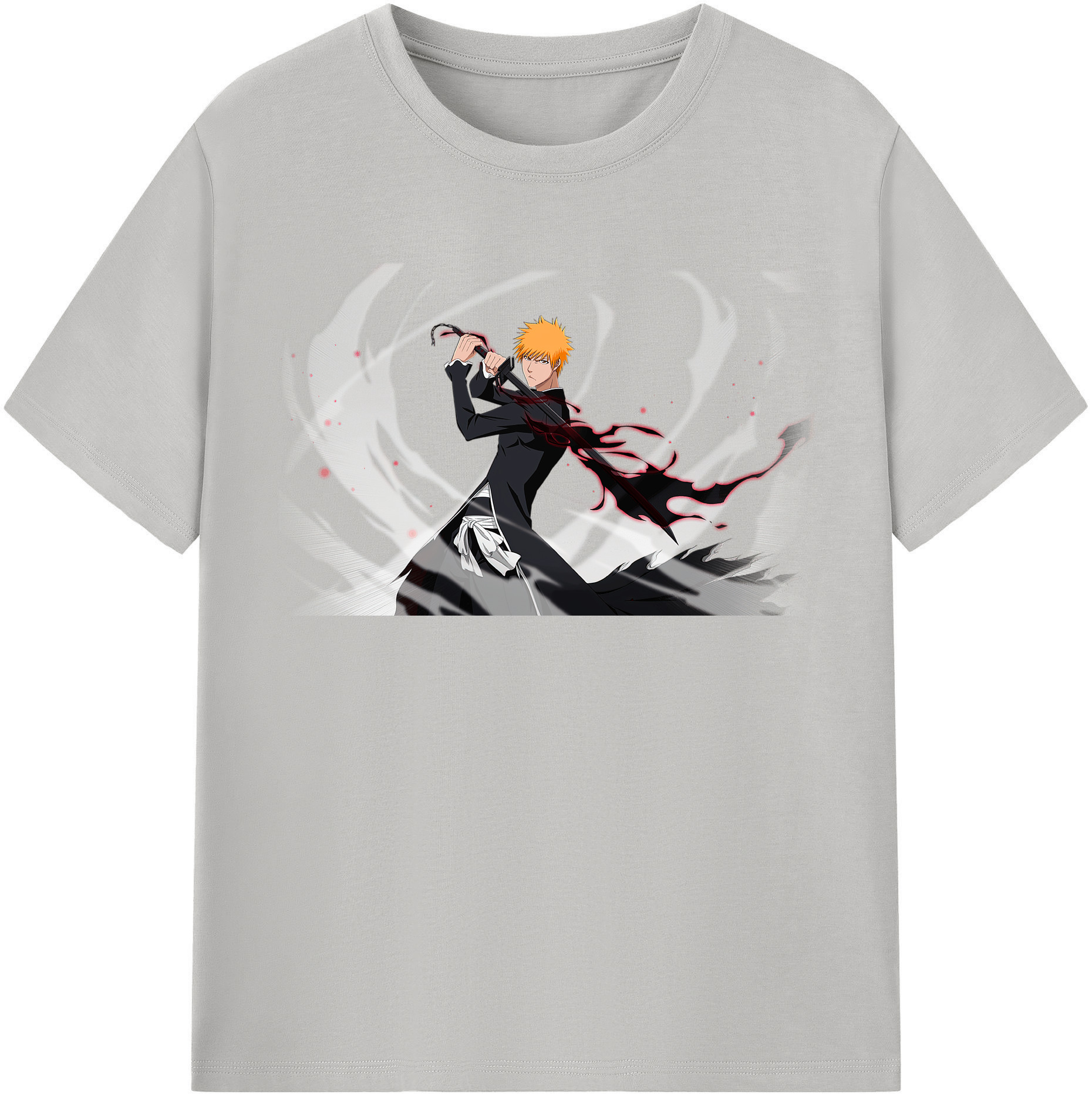 （画像用） ブリーチ 黒崎一護（くろさき いちご）BLEACH Kurosaki Ichigo 綿100％半袖Tシャツ（フロントプリント）