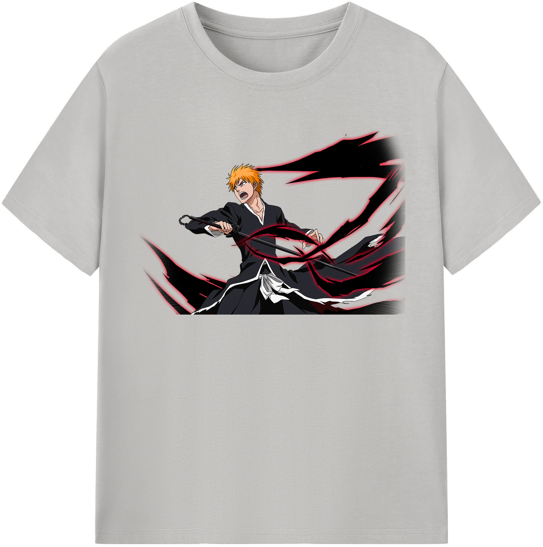 （画像用） ブリーチ 黒崎一護（くろさき いちご）BLEACH Kurosaki Ichigo 綿100％半袖Tシャツ（フロントプリント）