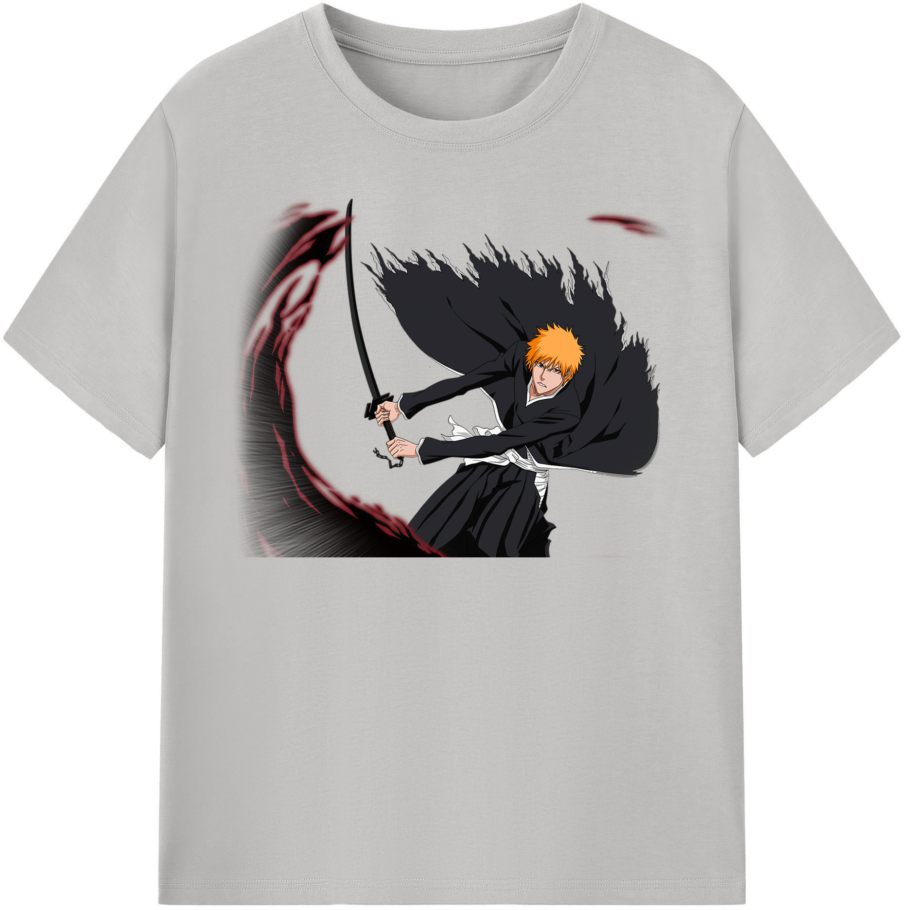 （画像用） ブリーチ 黒崎一護（くろさき いちご）BLEACH Kurosaki Ichigo 綿100％半袖Tシャツ（フロントプリント）