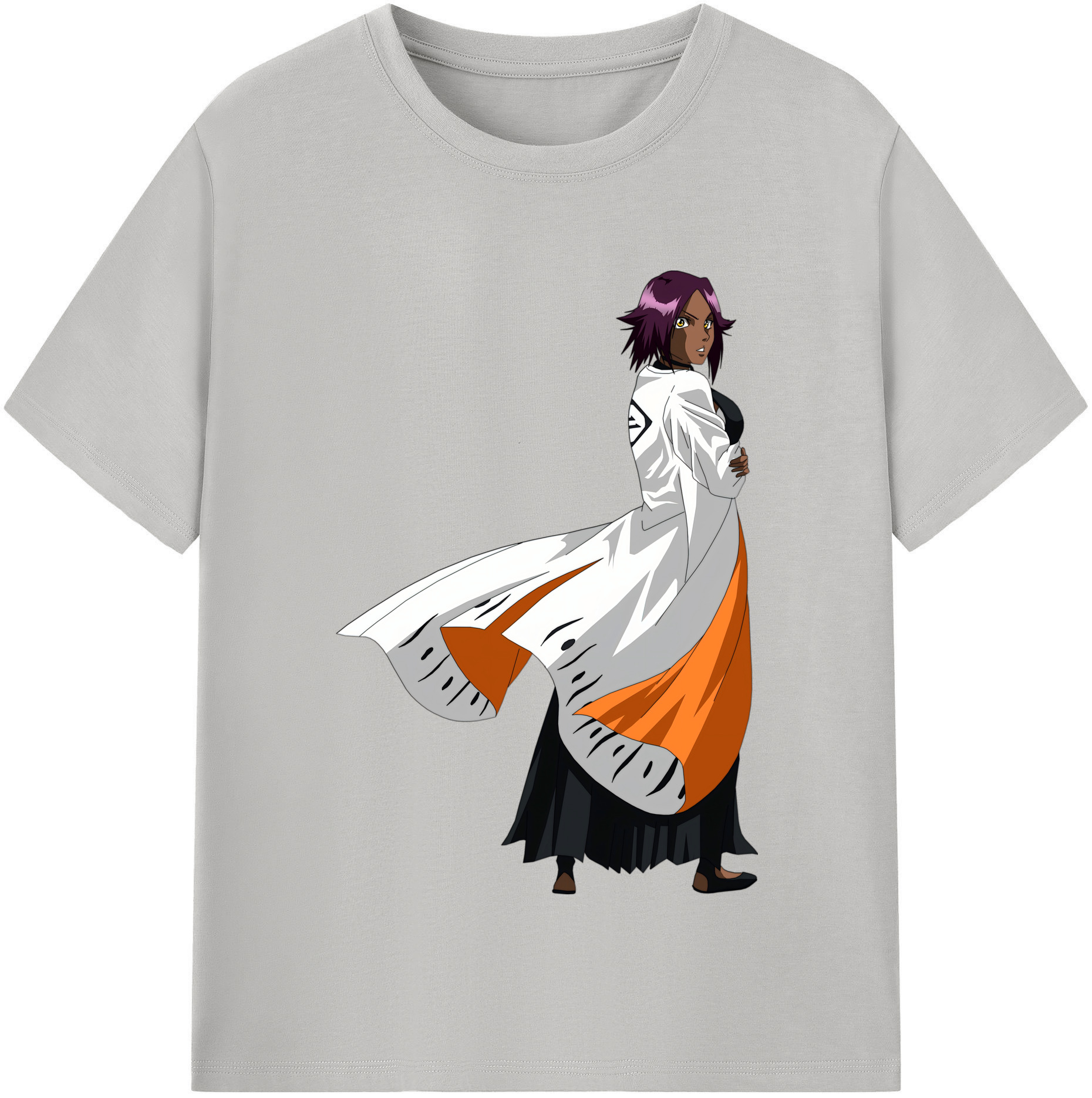 （画像用） ブリーチ 四楓院 夜一（しほういん よるいち） BLEACH Shihouin Yoruichi 綿100％半袖Tシャツ（フロントプリント）