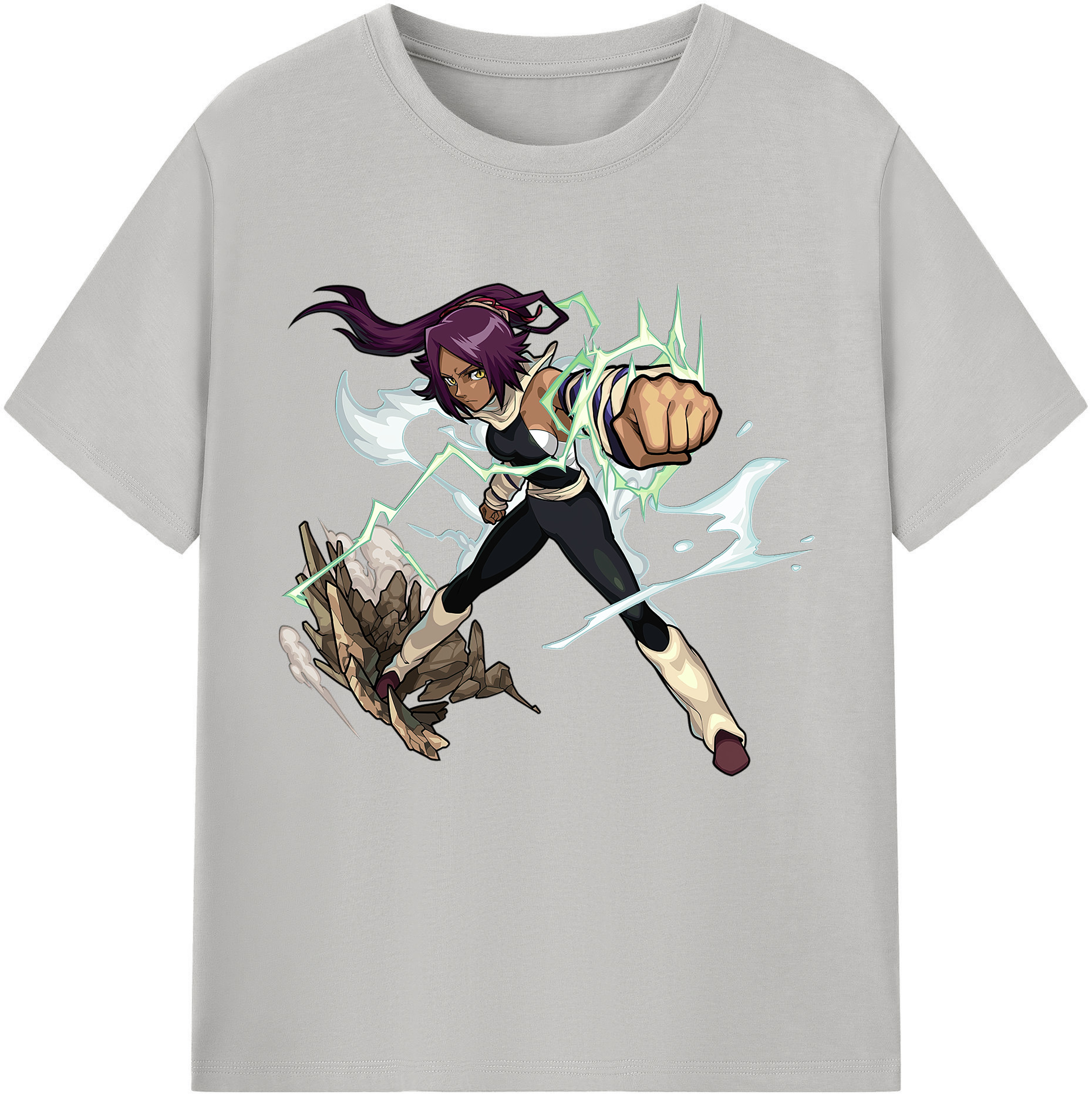 （画像用） ブリーチ 四楓院 夜一（しほういん よるいち） BLEACH Shihouin Yoruichi 綿100％半袖Tシャツ（フロントプリント）