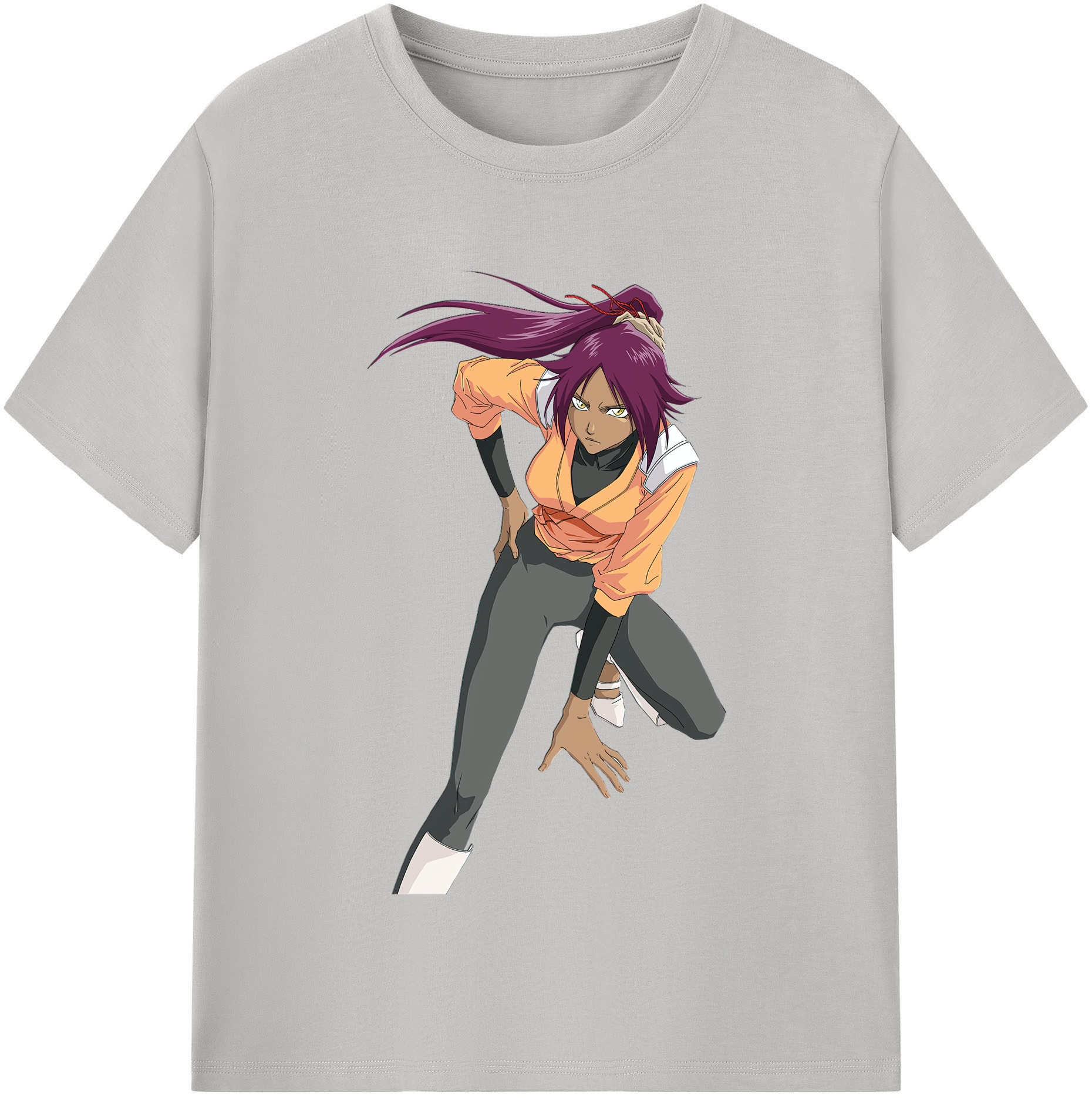 （画像用） ブリーチ 四楓院 夜一（しほういん よるいち） BLEACH Shihouin Yoruichi 綿100％半袖Tシャツ（フロントプリント）