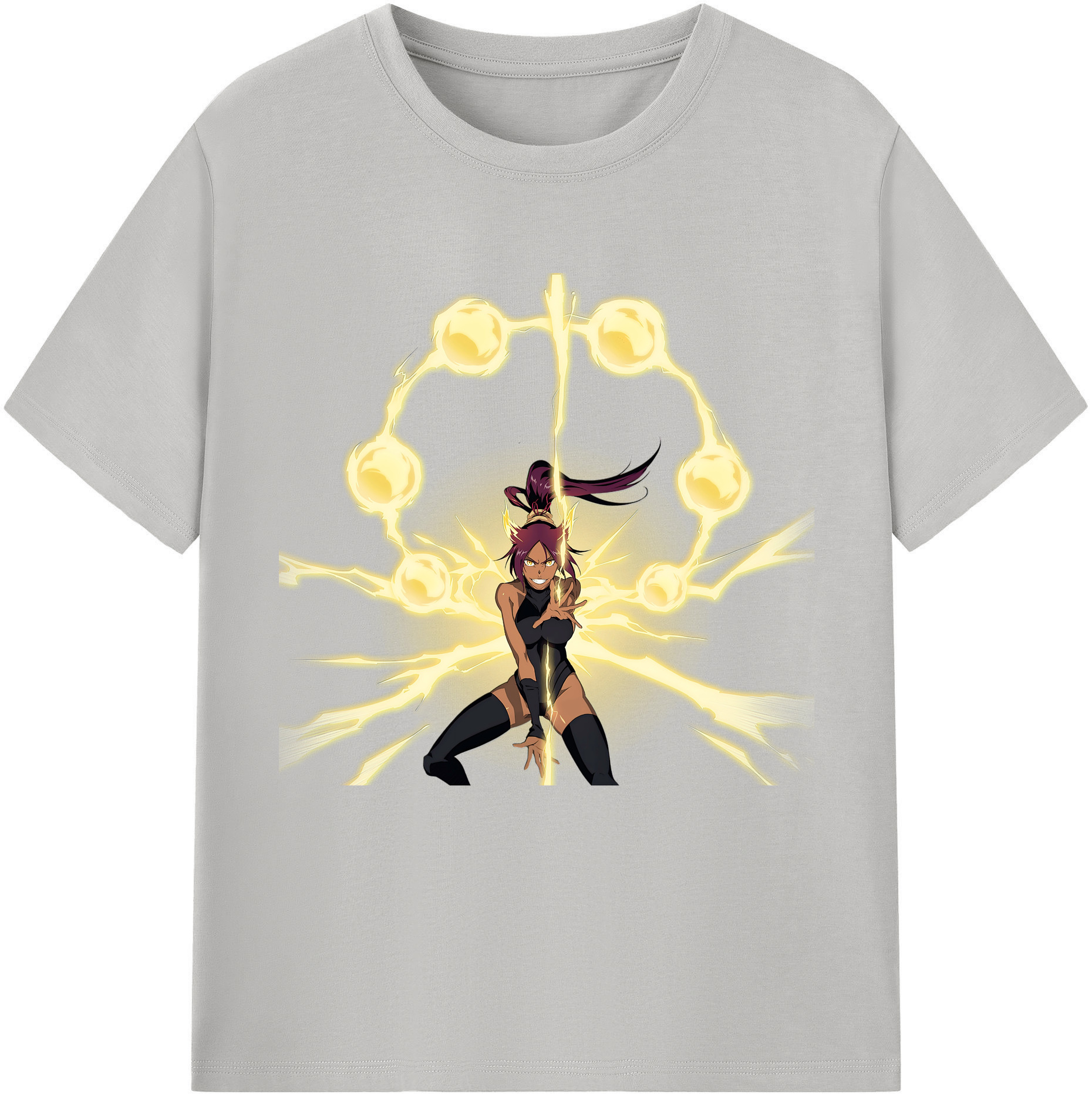 （画像用） ブリーチ 四楓院 夜一（しほういん よるいち） BLEACH Shihouin Yoruichi 綿100％半袖Tシャツ（フロントプリント）