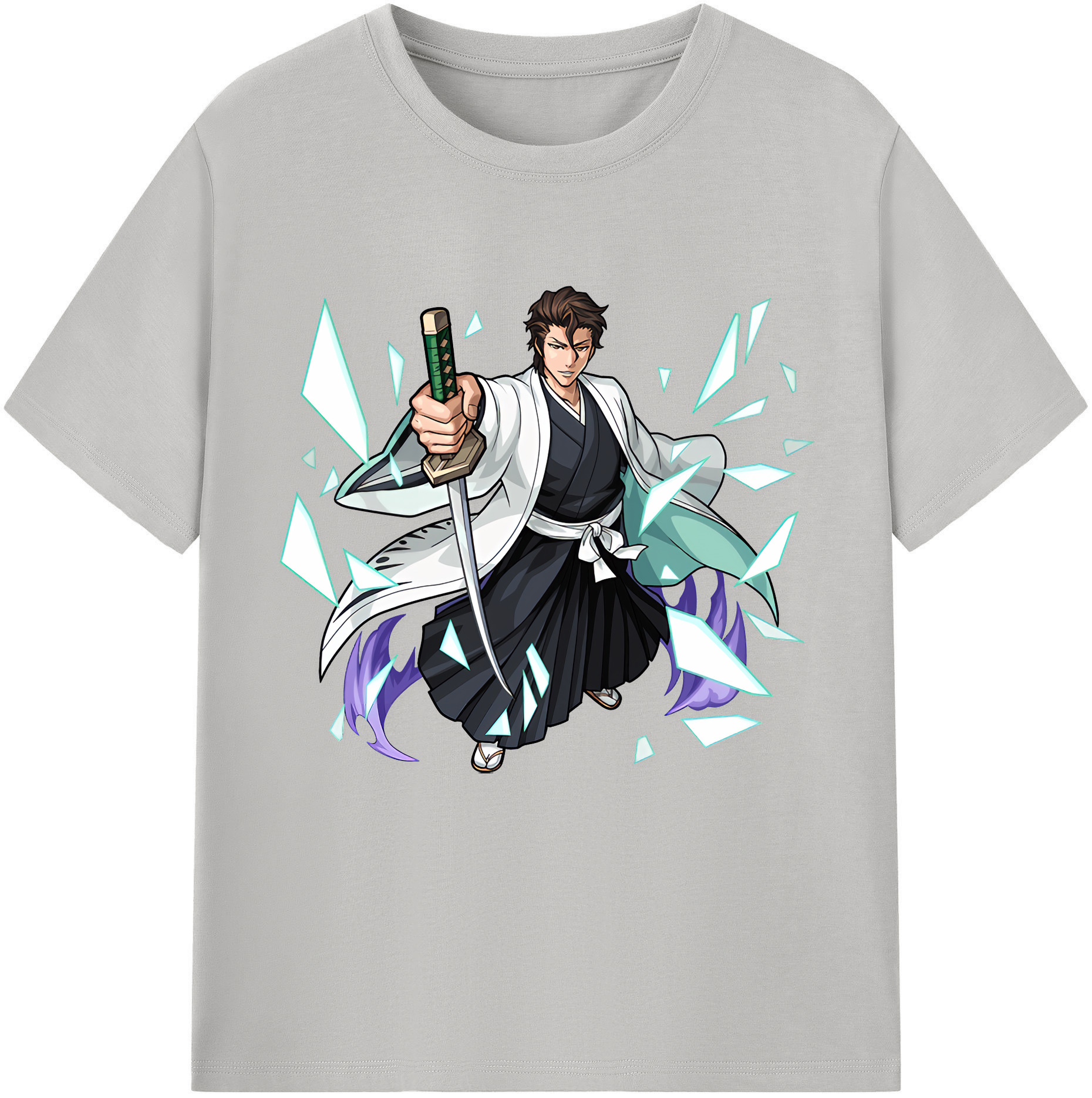 （画像用） ブリーチ 藍染 惣右介（あいぜん そうすけ） BLEACH Aizen Sousuke 綿100％半袖Tシャツ（フロントプリント）