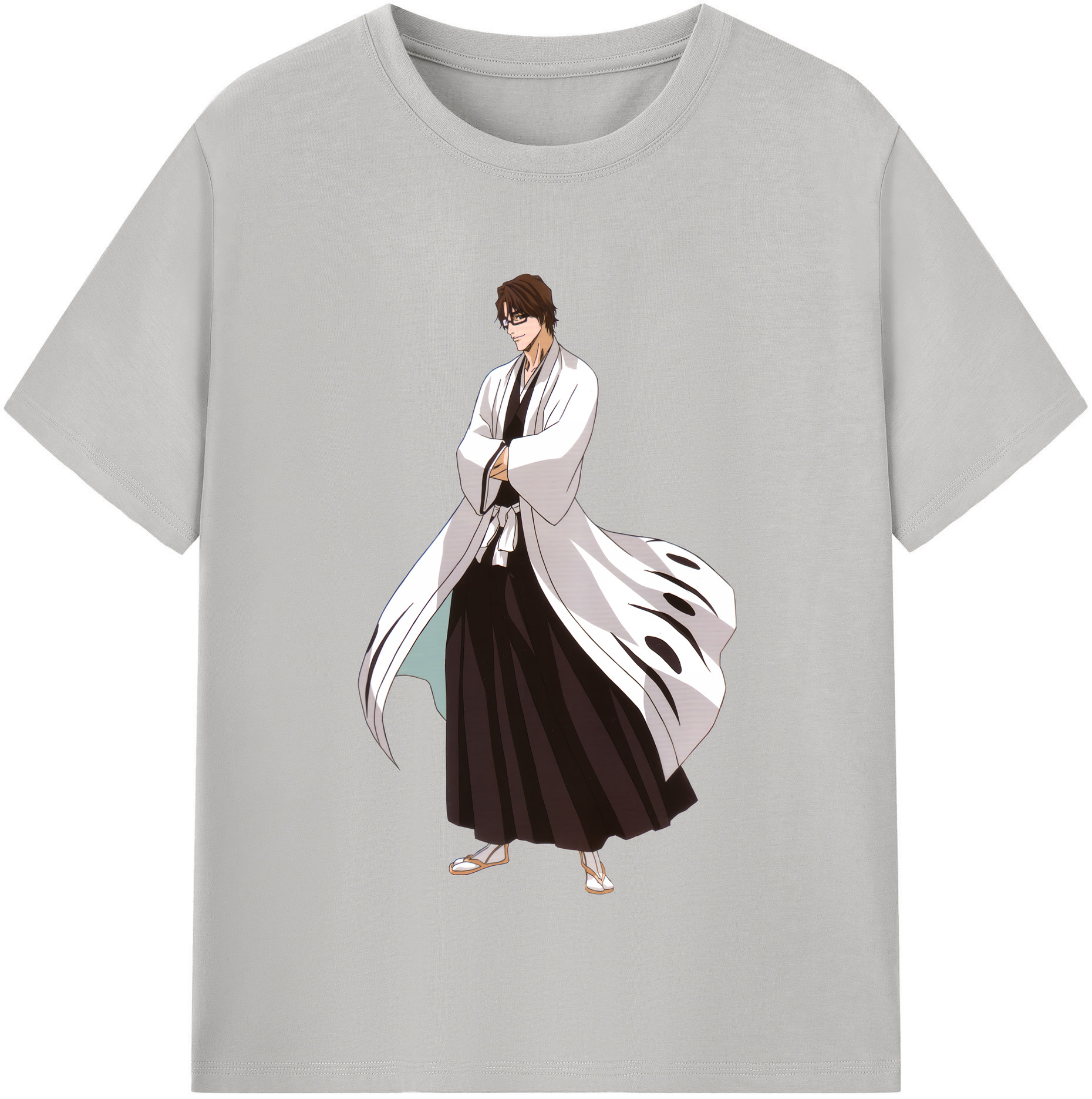（画像用） ブリーチ 藍染 惣右介（あいぜん そうすけ） BLEACH Aizen Sousuke 綿100％半袖Tシャツ（フロントプリント）