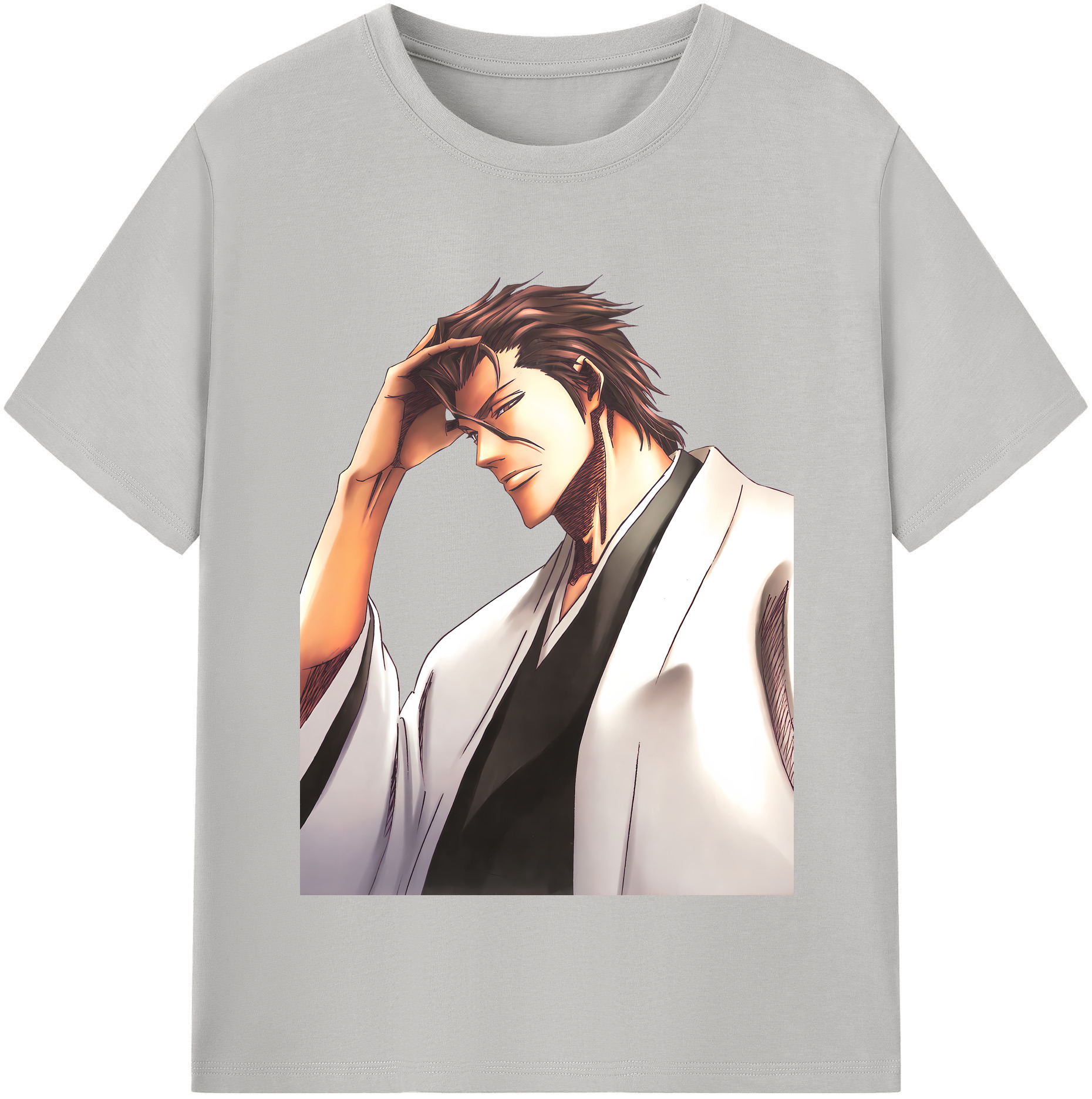 （画像用） ブリーチ 藍染 惣右介（あいぜん そうすけ） BLEACH Aizen Sousuke 綿100％半袖Tシャツ（フロントプリント）