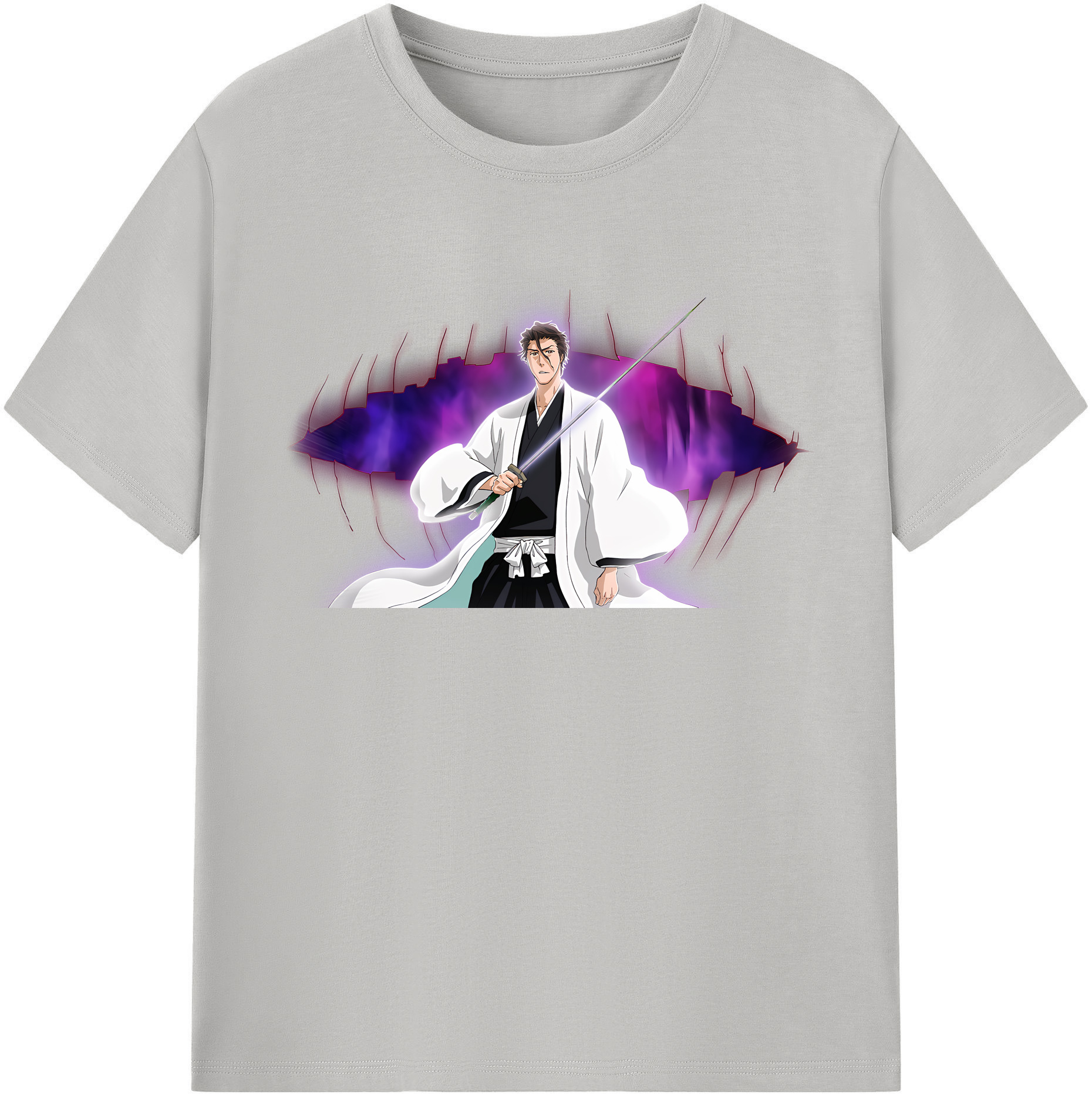（画像用） ブリーチ 藍染 惣右介（あいぜん そうすけ） BLEACH Aizen Sousuke 綿100％半袖Tシャツ（フロントプリント）